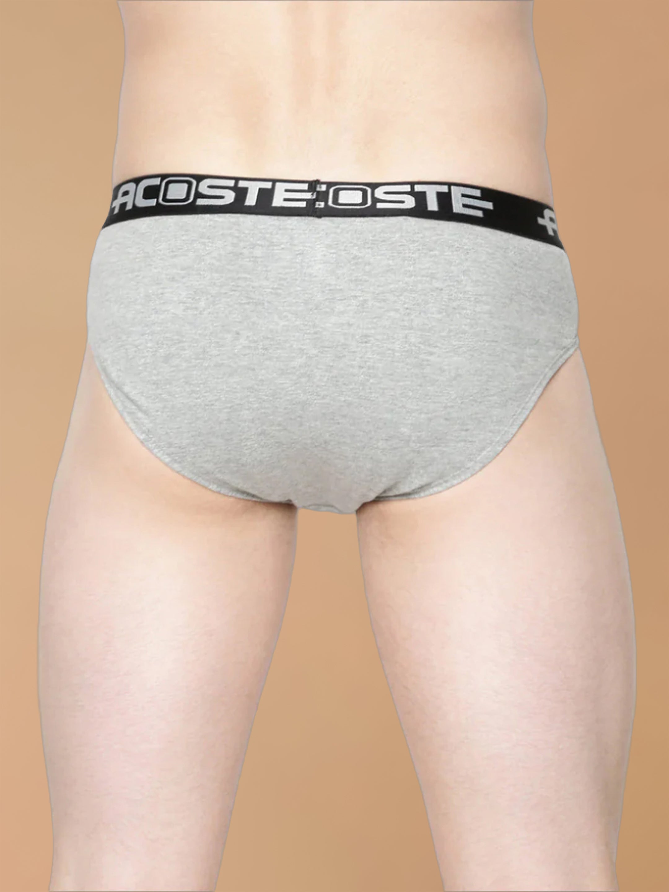 100% Combed Cotton Rib Assorted Colour Outer Elastic Brief Plus Size Acoste (Pack of 2)