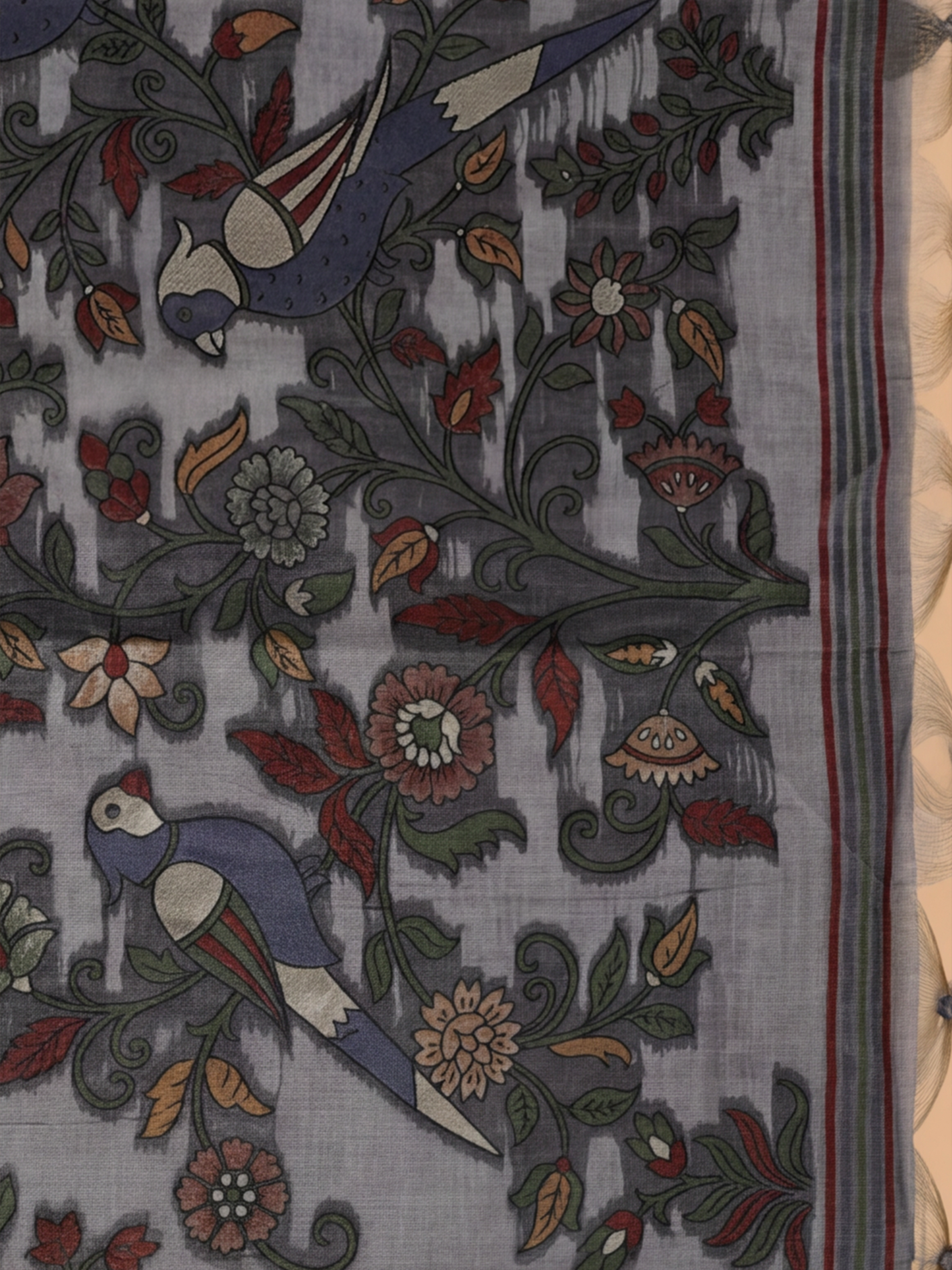 Women Pure Cotton Printed Grey Saree PCS268