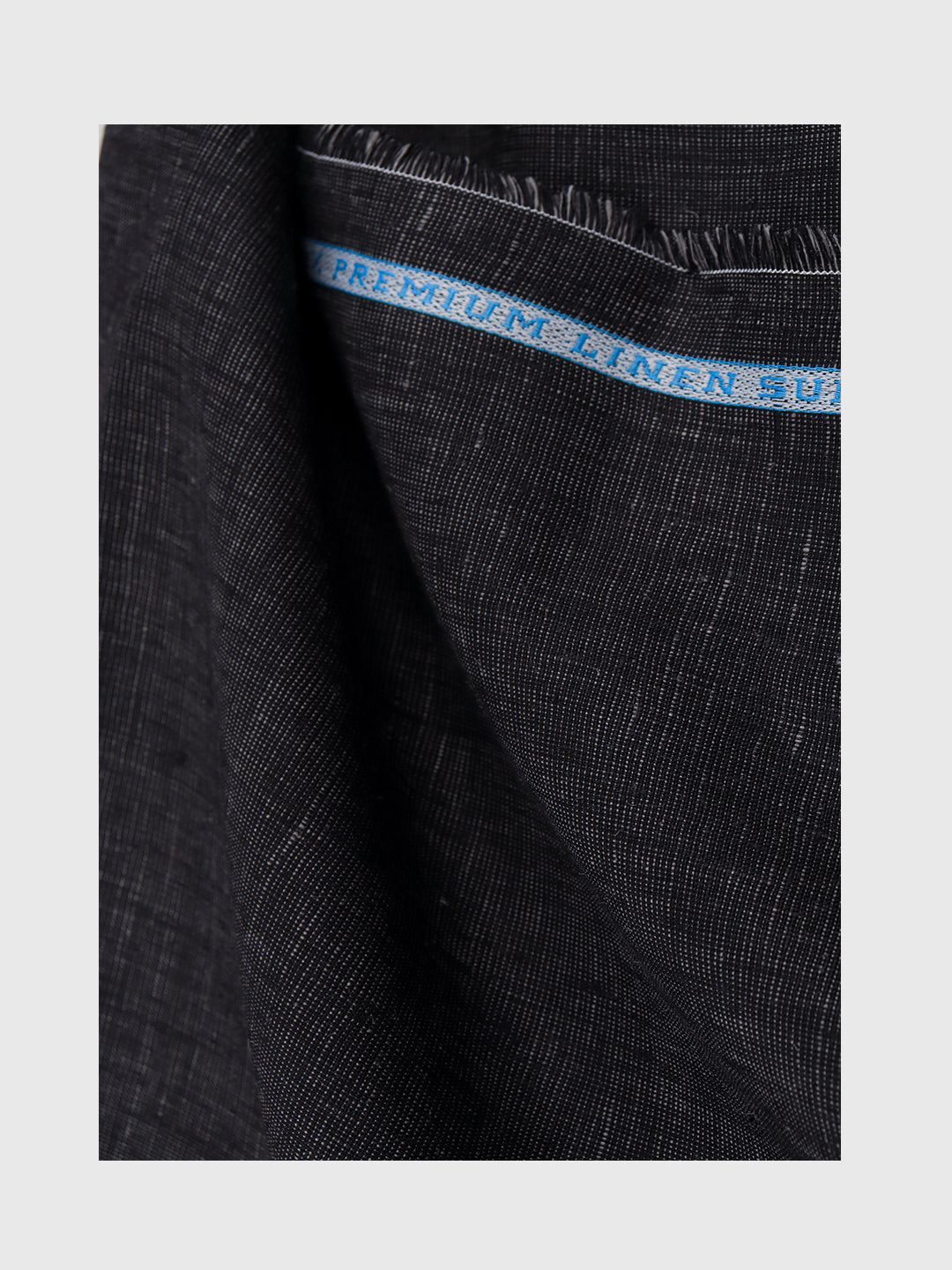 Men Black Linen Plain Suiting Fabric
