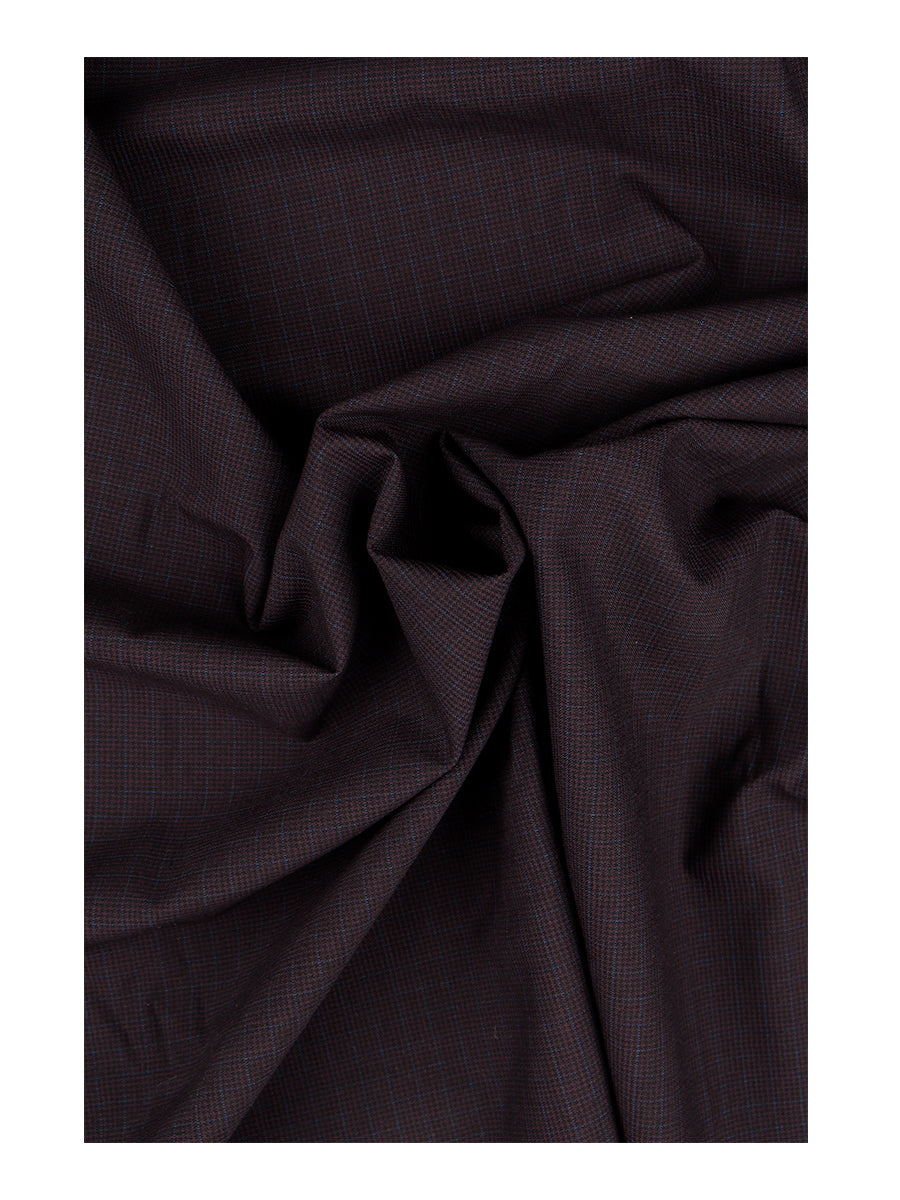 Premium Australian Merino Wool Blended Checked Pants Fabric Maroon Mark Wool-Zoom view