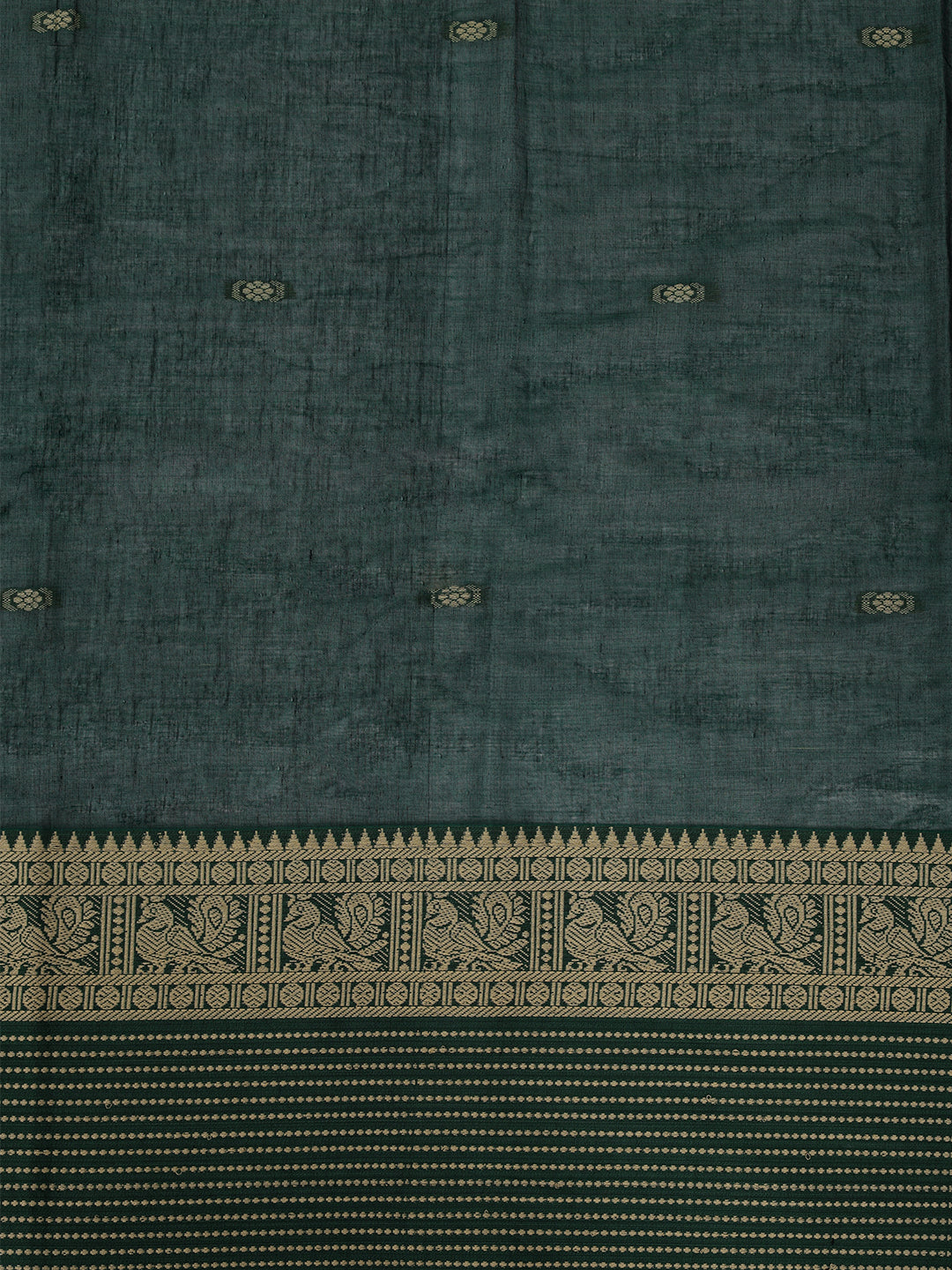 Women Mercerised Cotton Dark Green Embroidered Saree PCS295