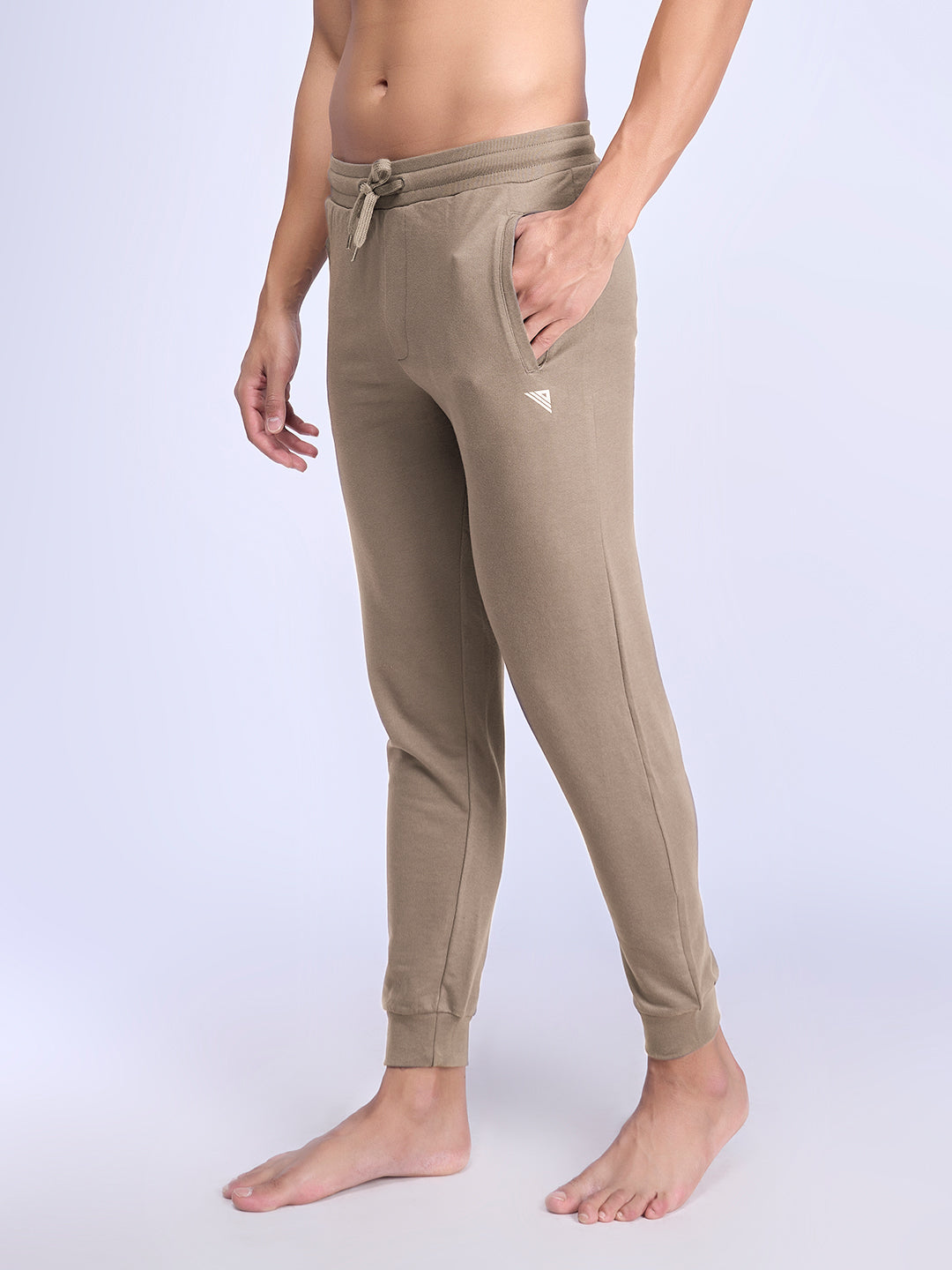 Men Combed Cotton Rich Jogger with Side Pockets Beige EJ7