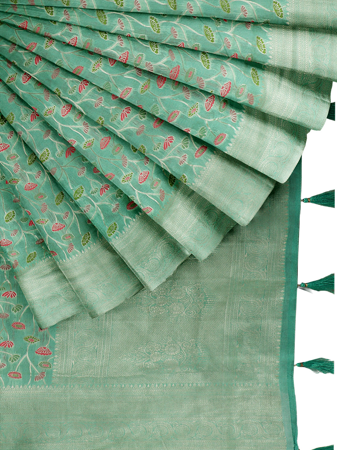 Women Green Art Silk Embroidered Saree ASS35