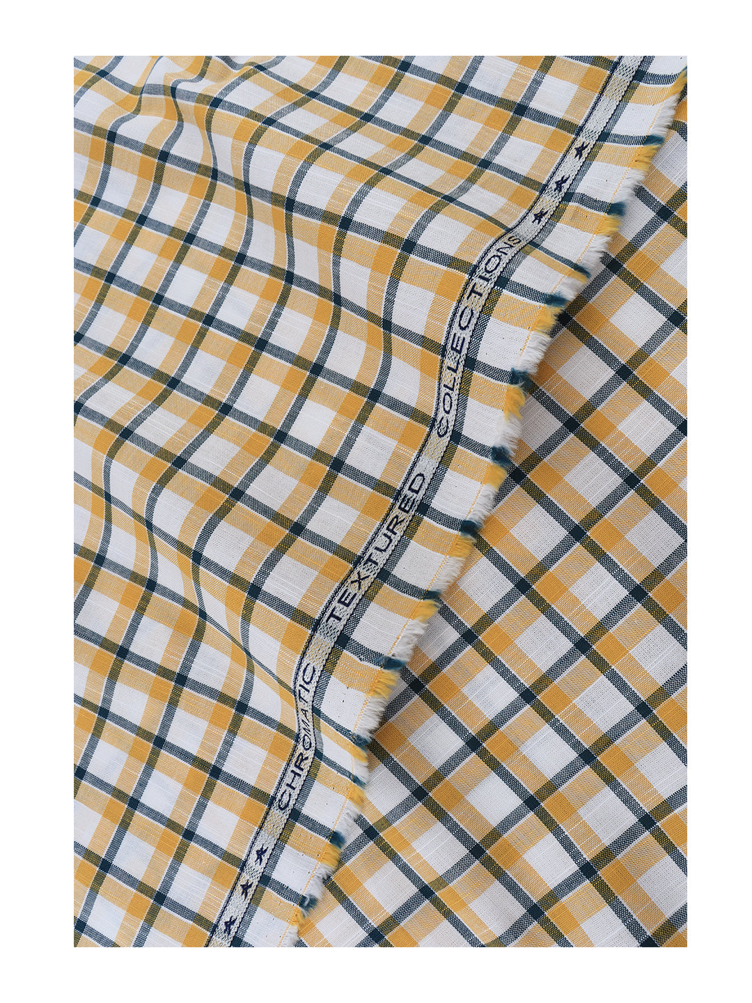 Men 100%Cotton Yellow with White Checked Shirt Fabric Liberty Cotton