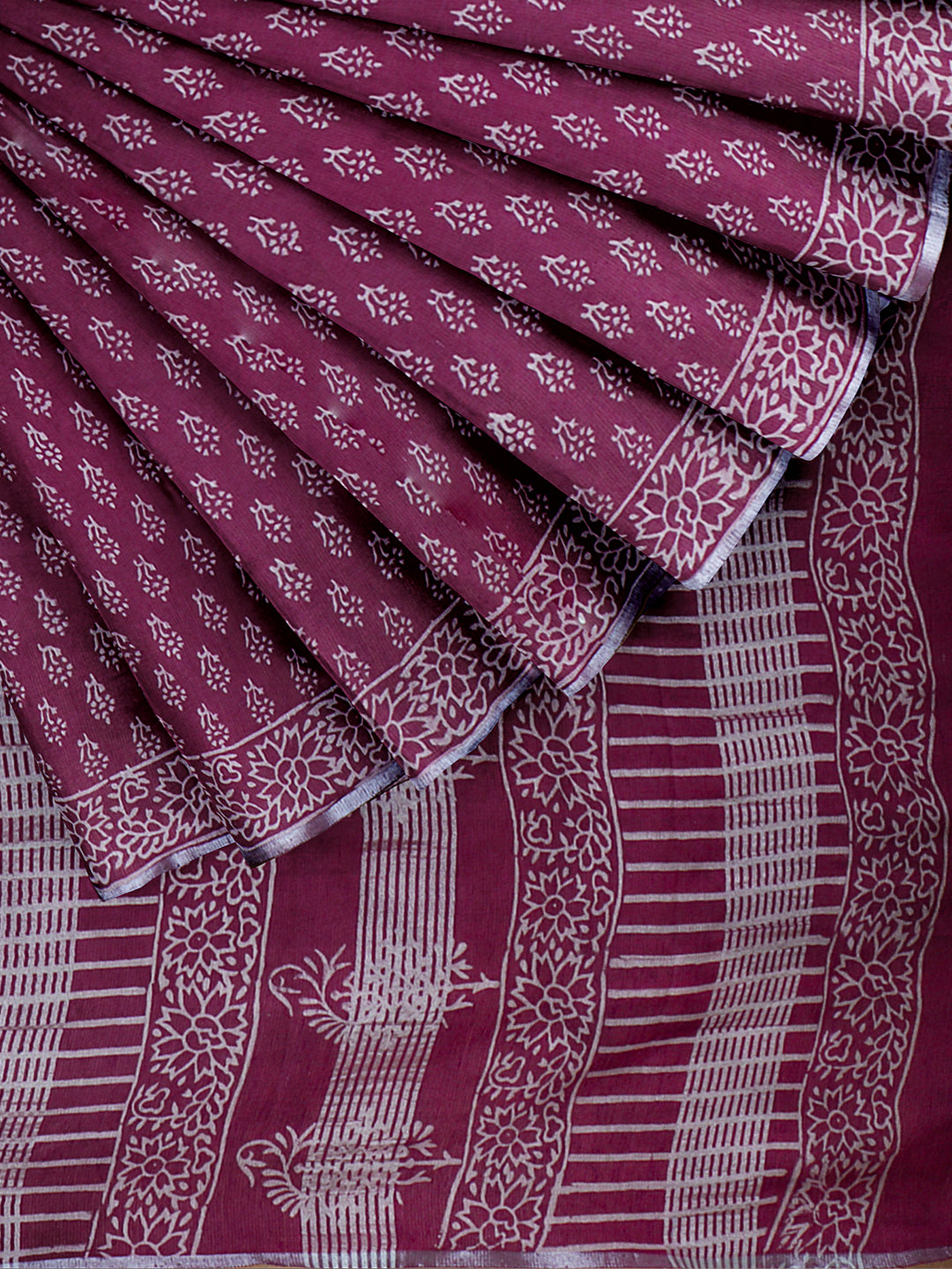 Women Grape Semi Tussar Printed Saree ST306