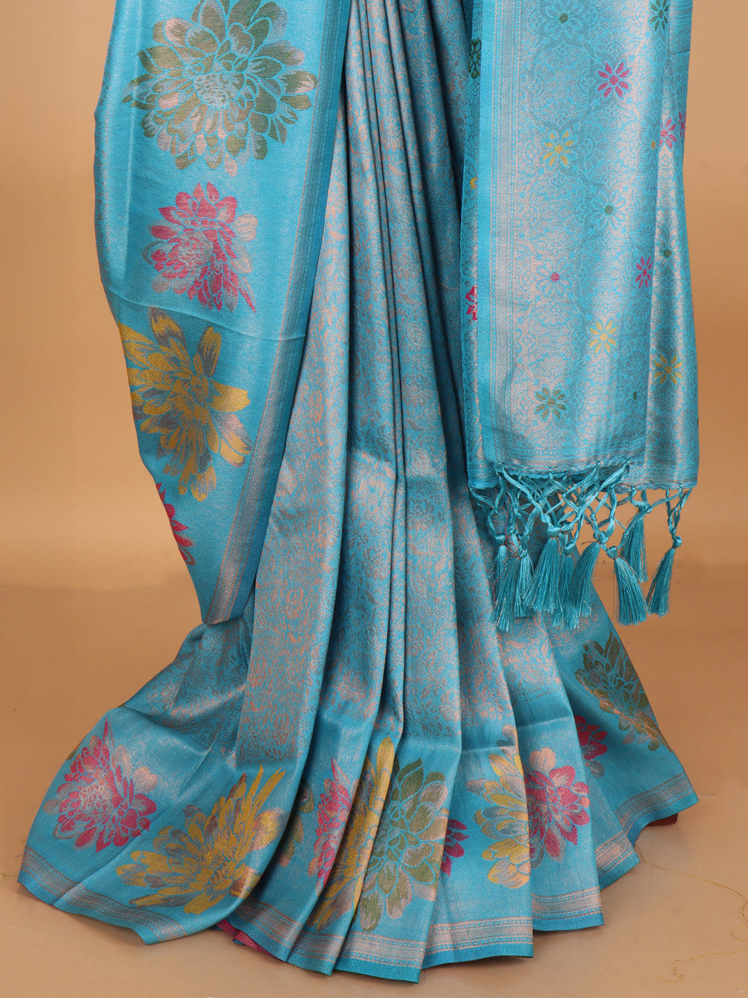 Women SkyBlue Semi Mysore Silk Saree SS380