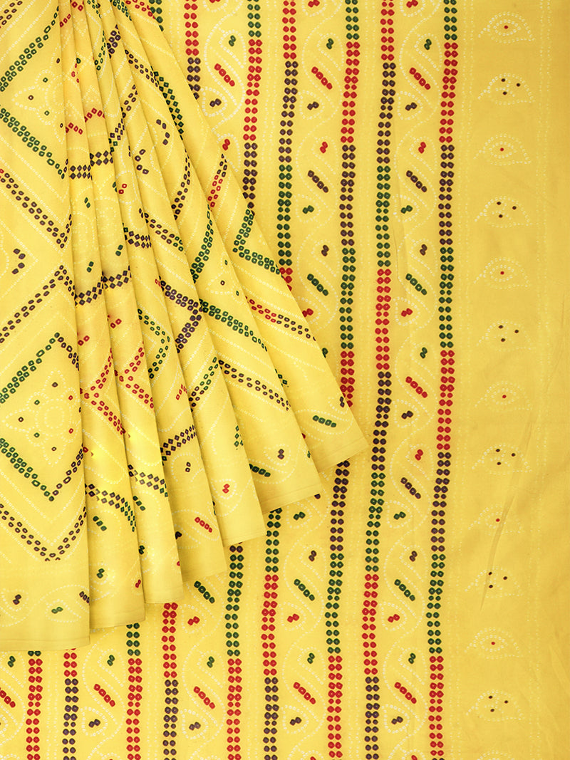 Womens Yellow Diamond Design Printed Pure Cotton Saree PCS48