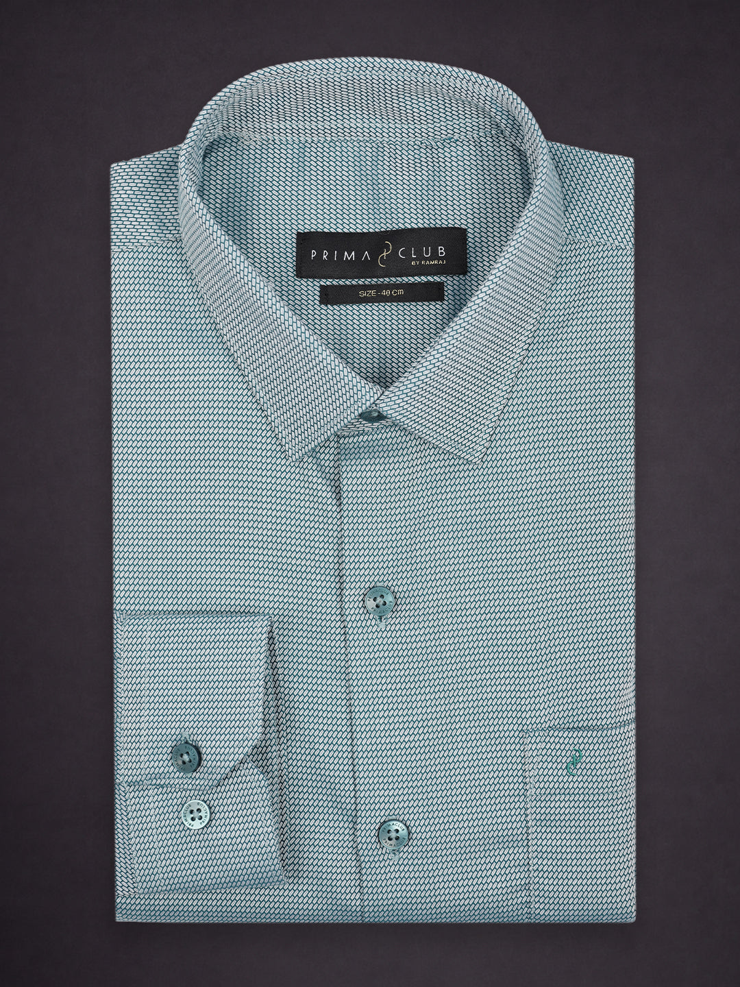 Prima Club Premium Cotton Dobby Teal Green Regular Fit Shirt SRBD2