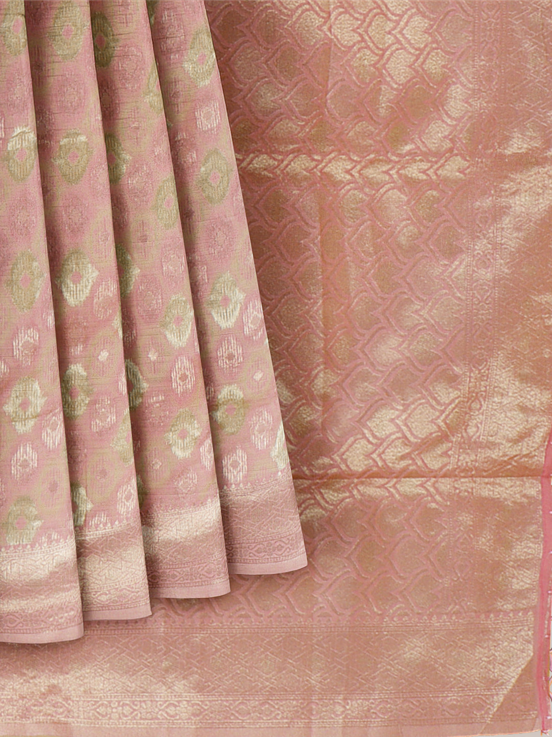 Women Peach Cotton Weaving Saree PCS191