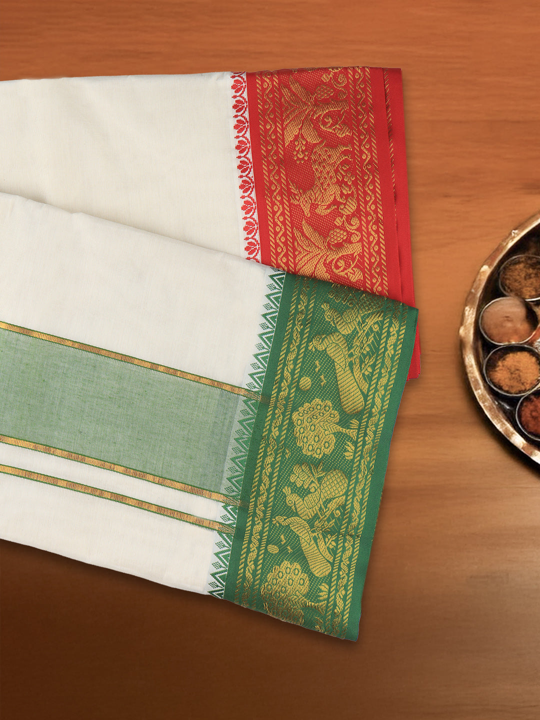 Men Kora Fancy Border Panchakacham Set Kalasam (9+5) K02
