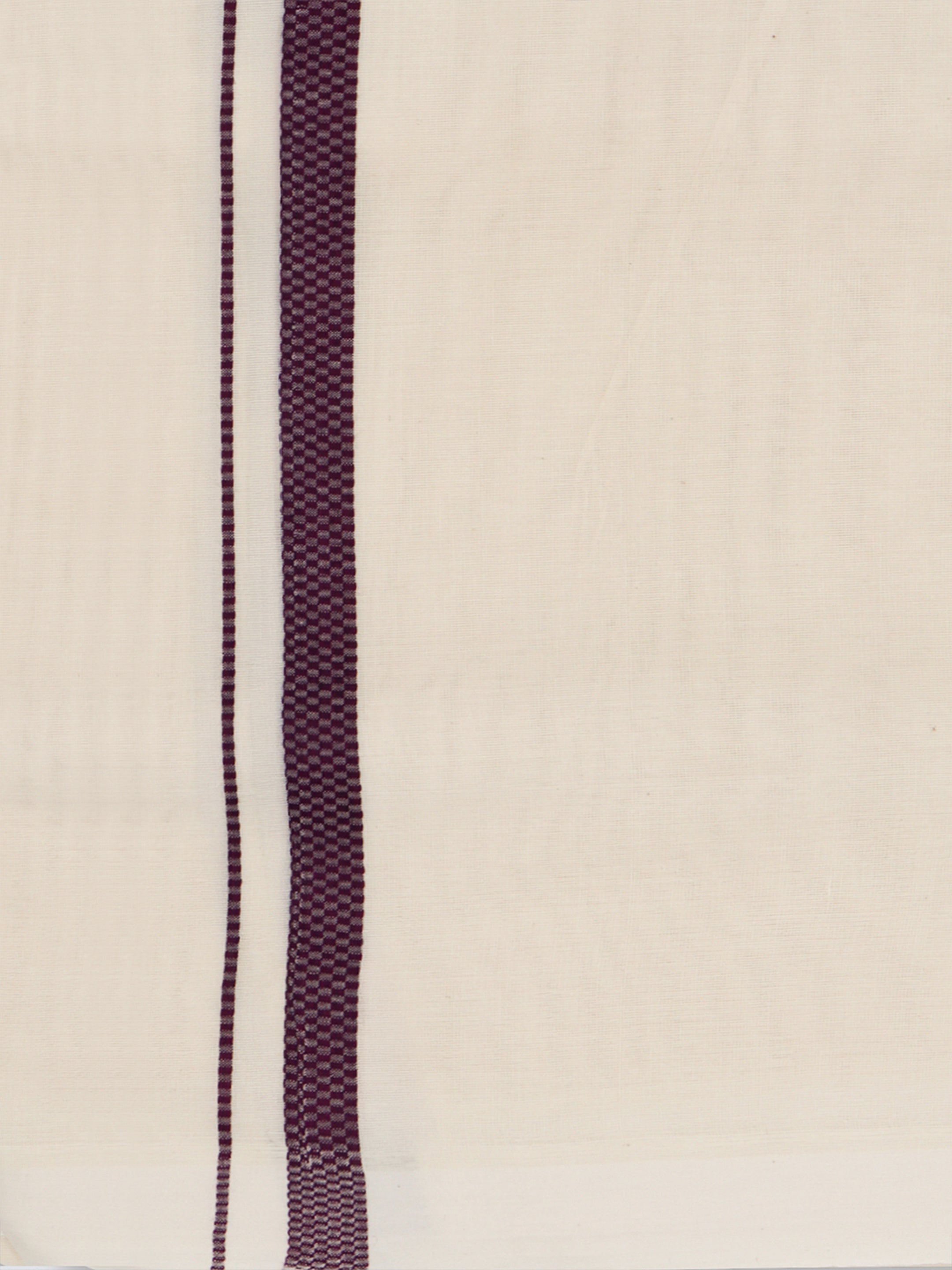Double Layer 100% Cotton Cream Kora Dhoti with Colour Border - MK01