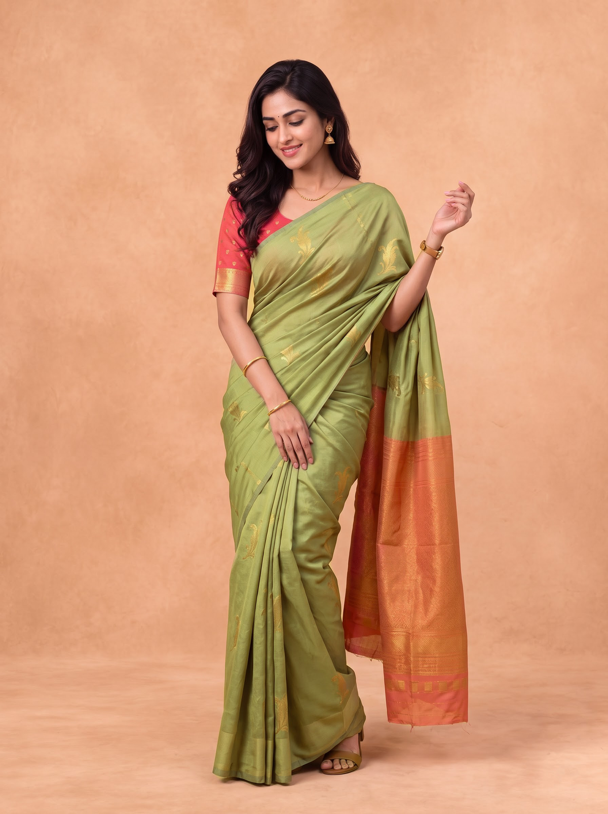 Couple Combo Shirt & Dhoti Set with Saree Green SS527