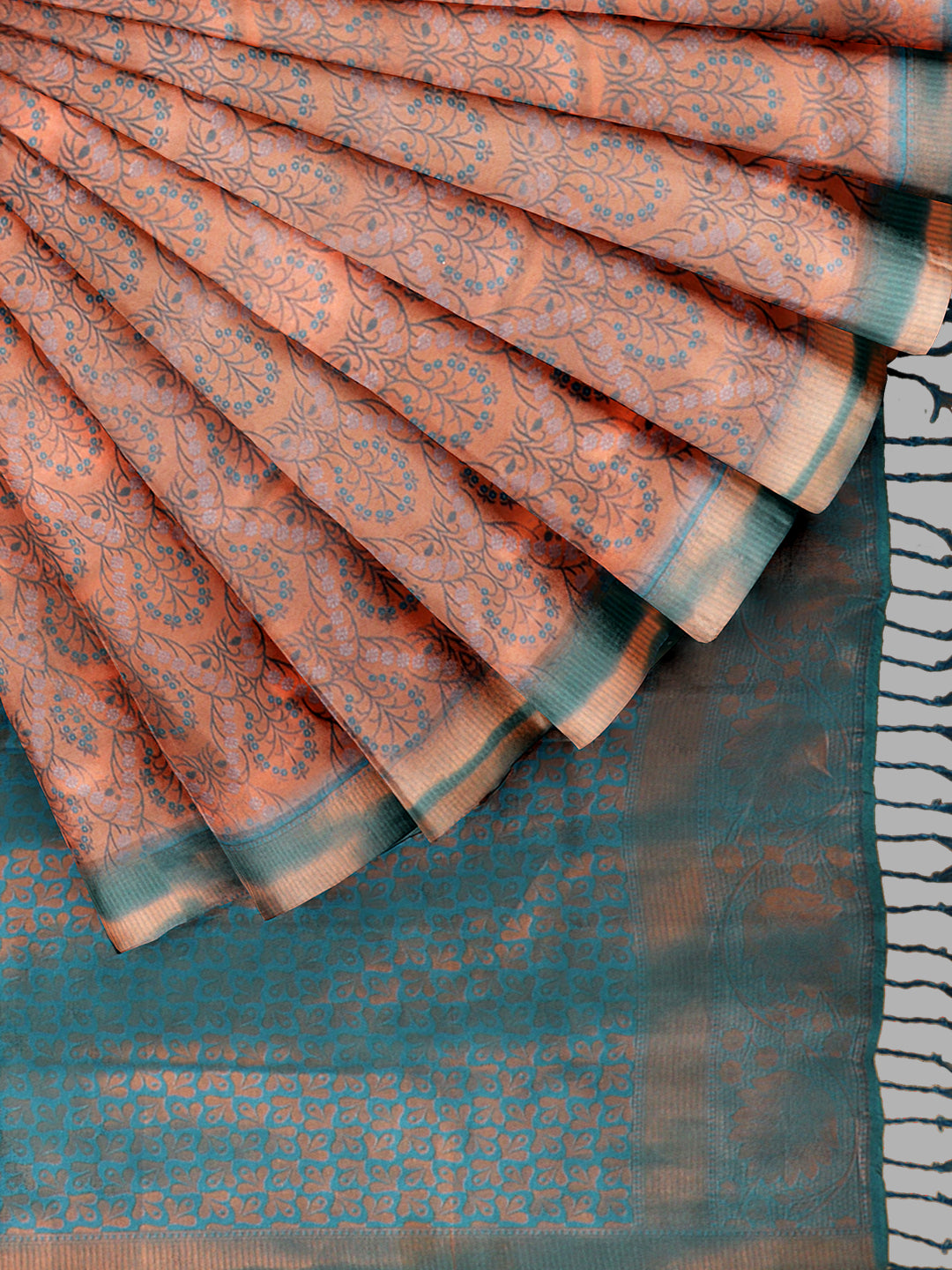 Women Light Copper Art Silk Printed Saree ASS54