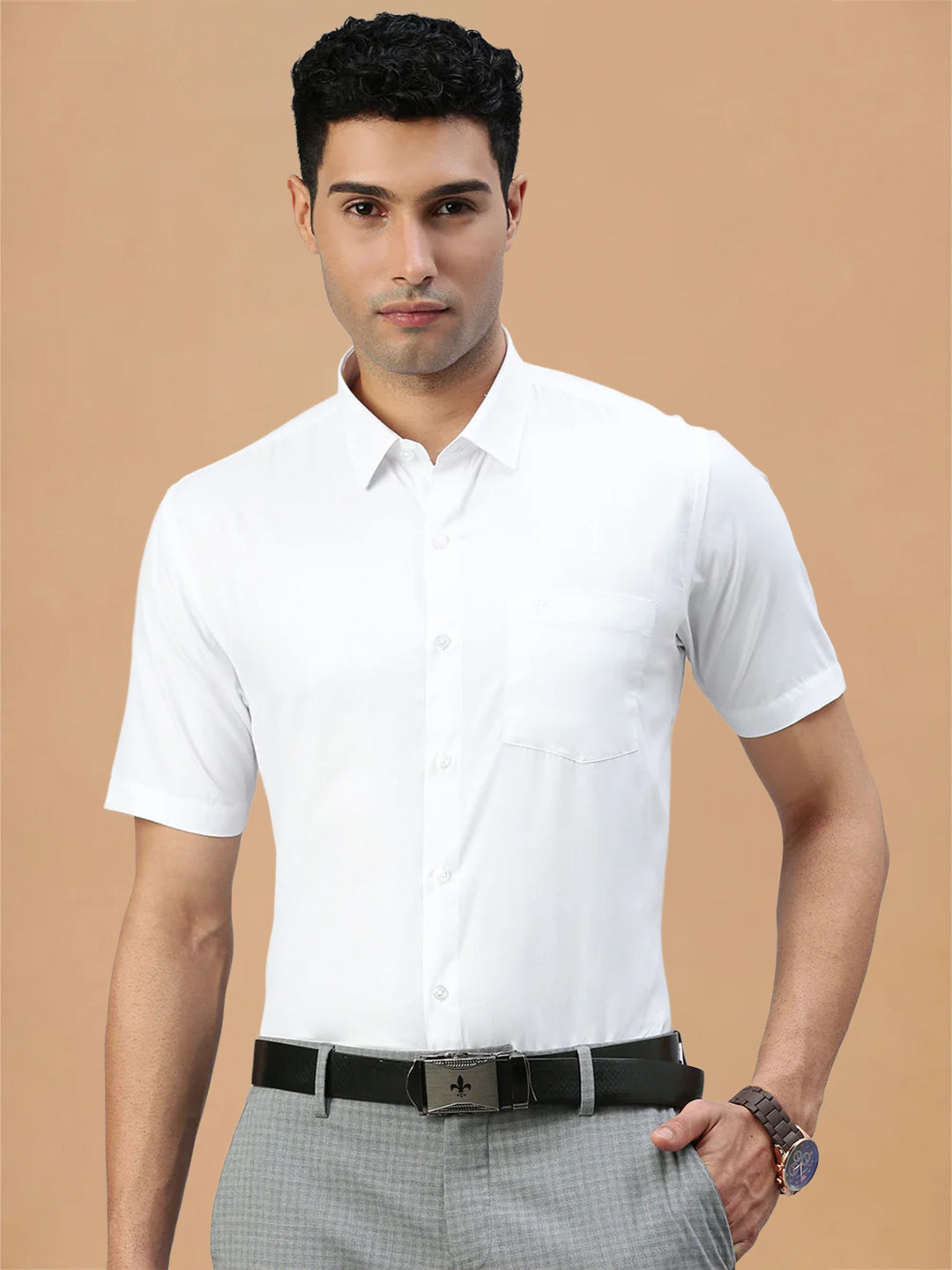 Cotton Rich Prestigious Fit White Shirt 2 Pcs Combo