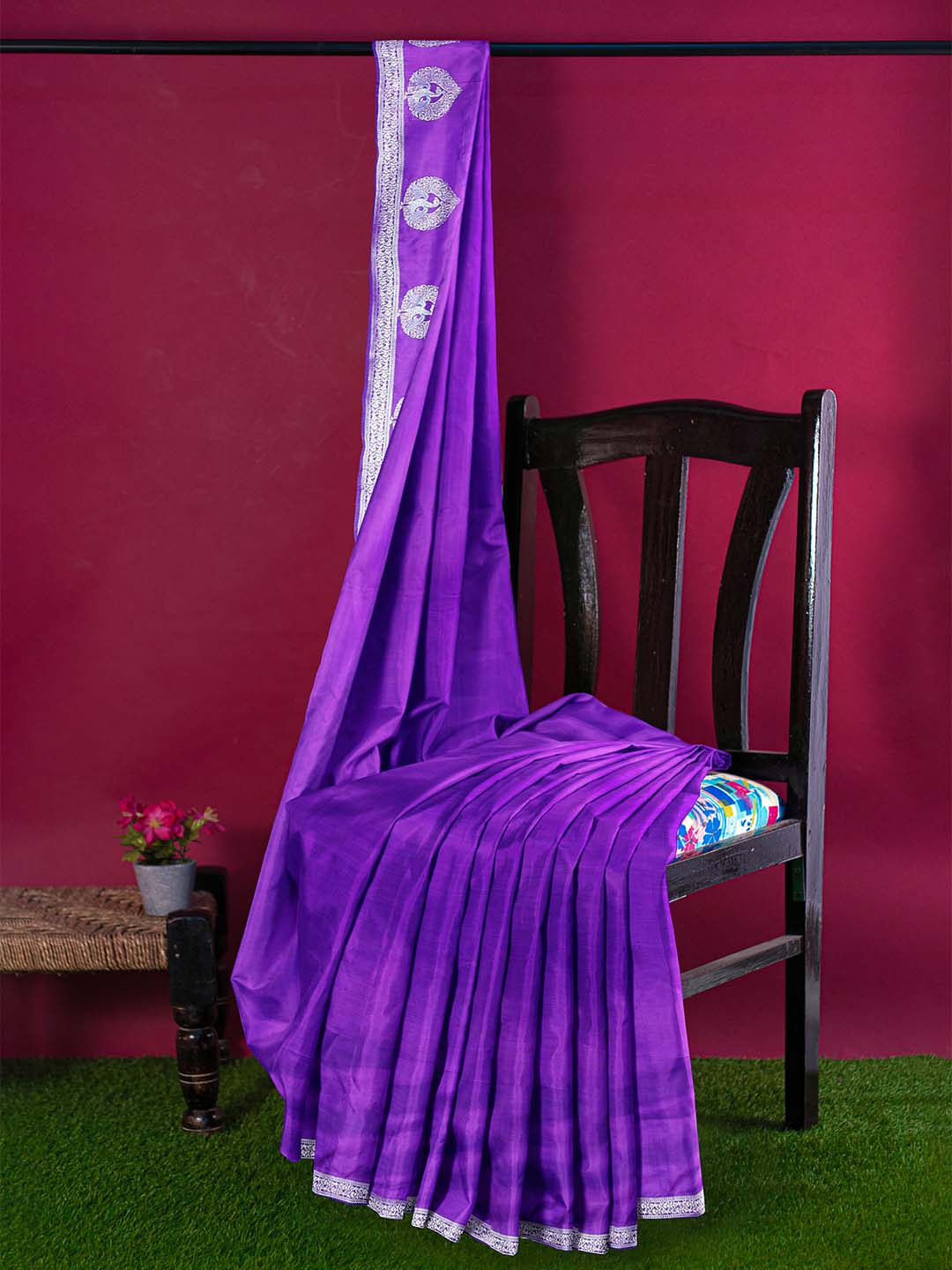 Women Purple Art Silk Printed Saree ASS91