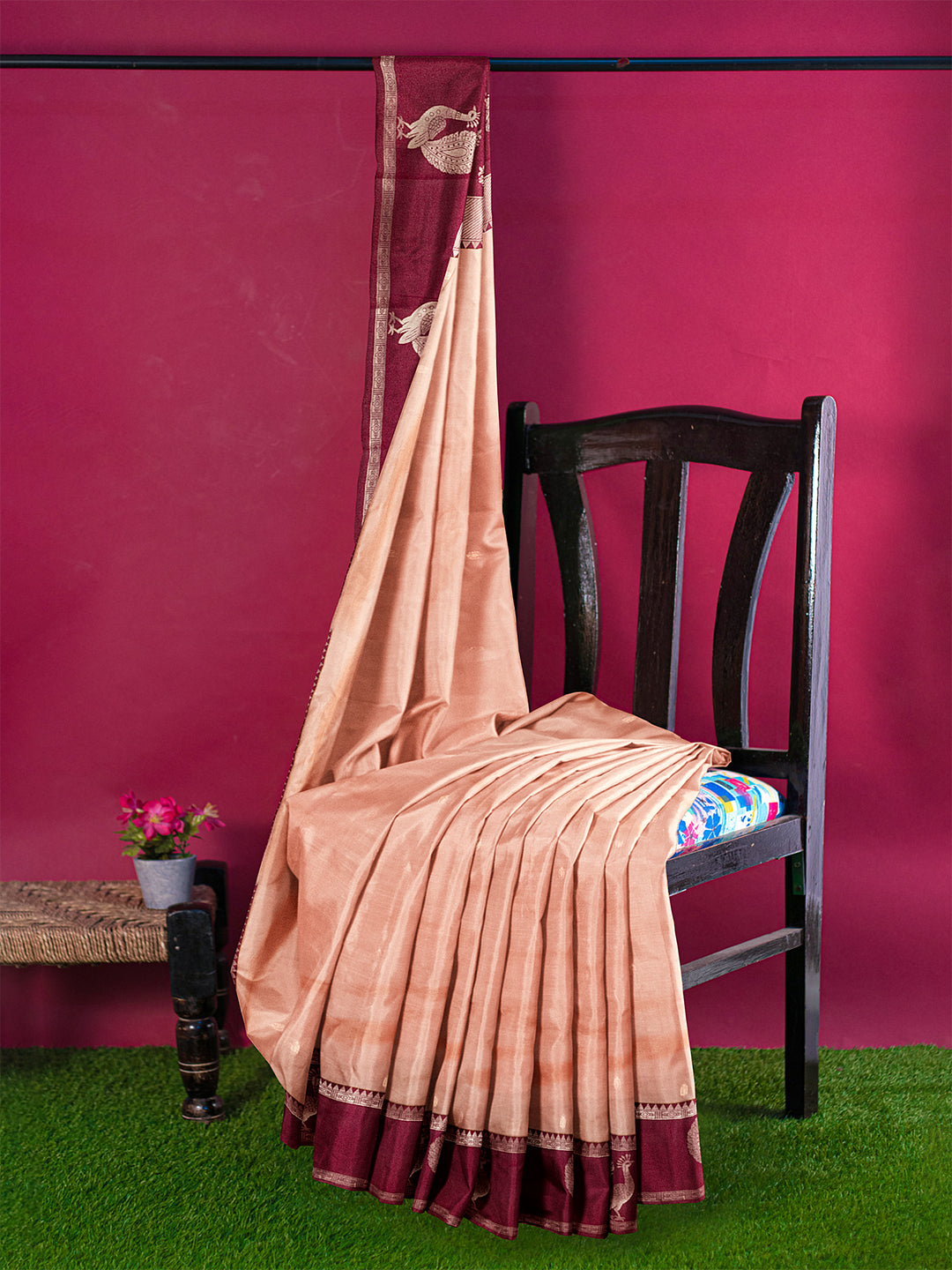 Women Orange Art Silk Saree ASS105