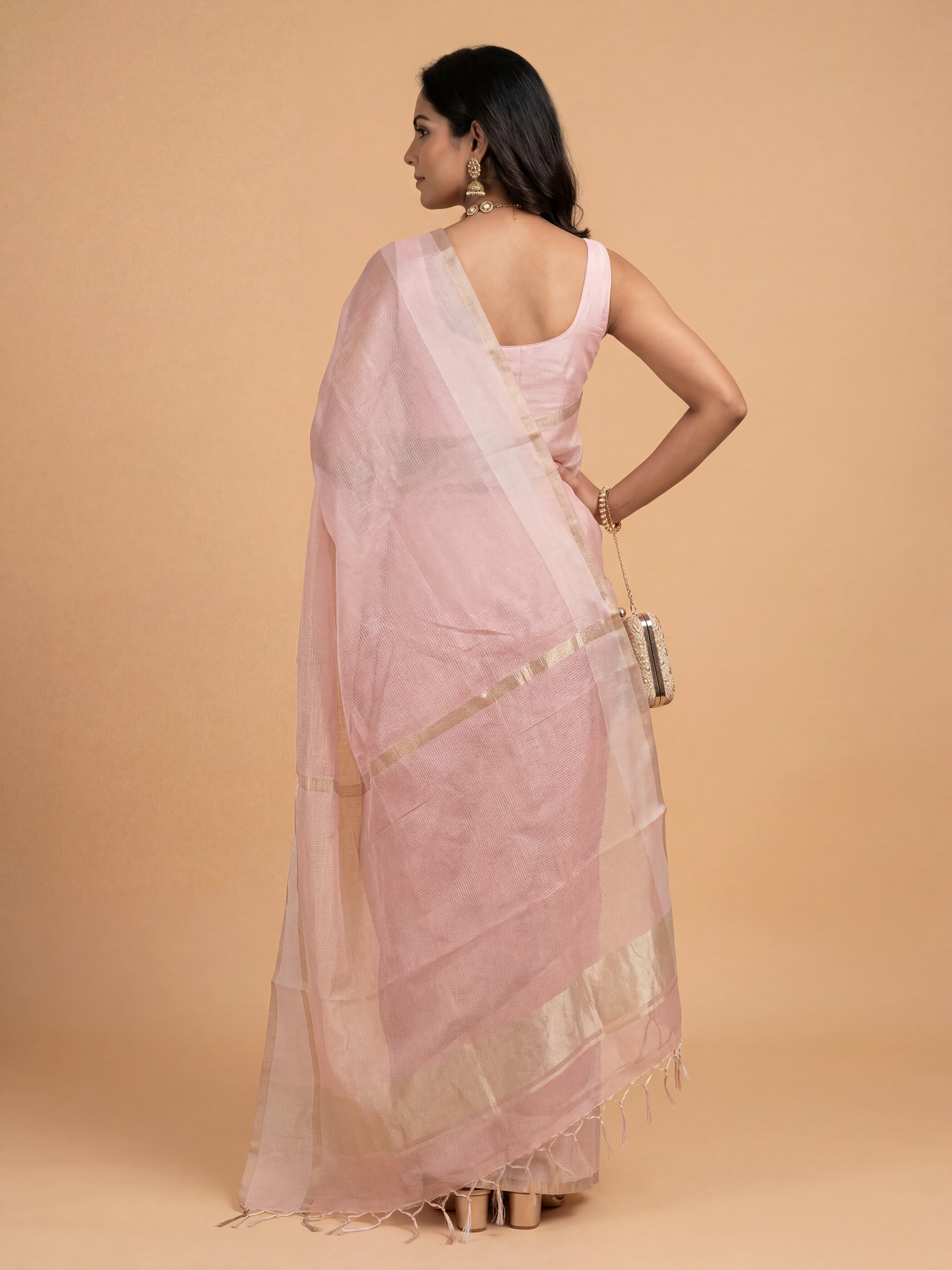 Women Art Silk Pink Saree ASS135