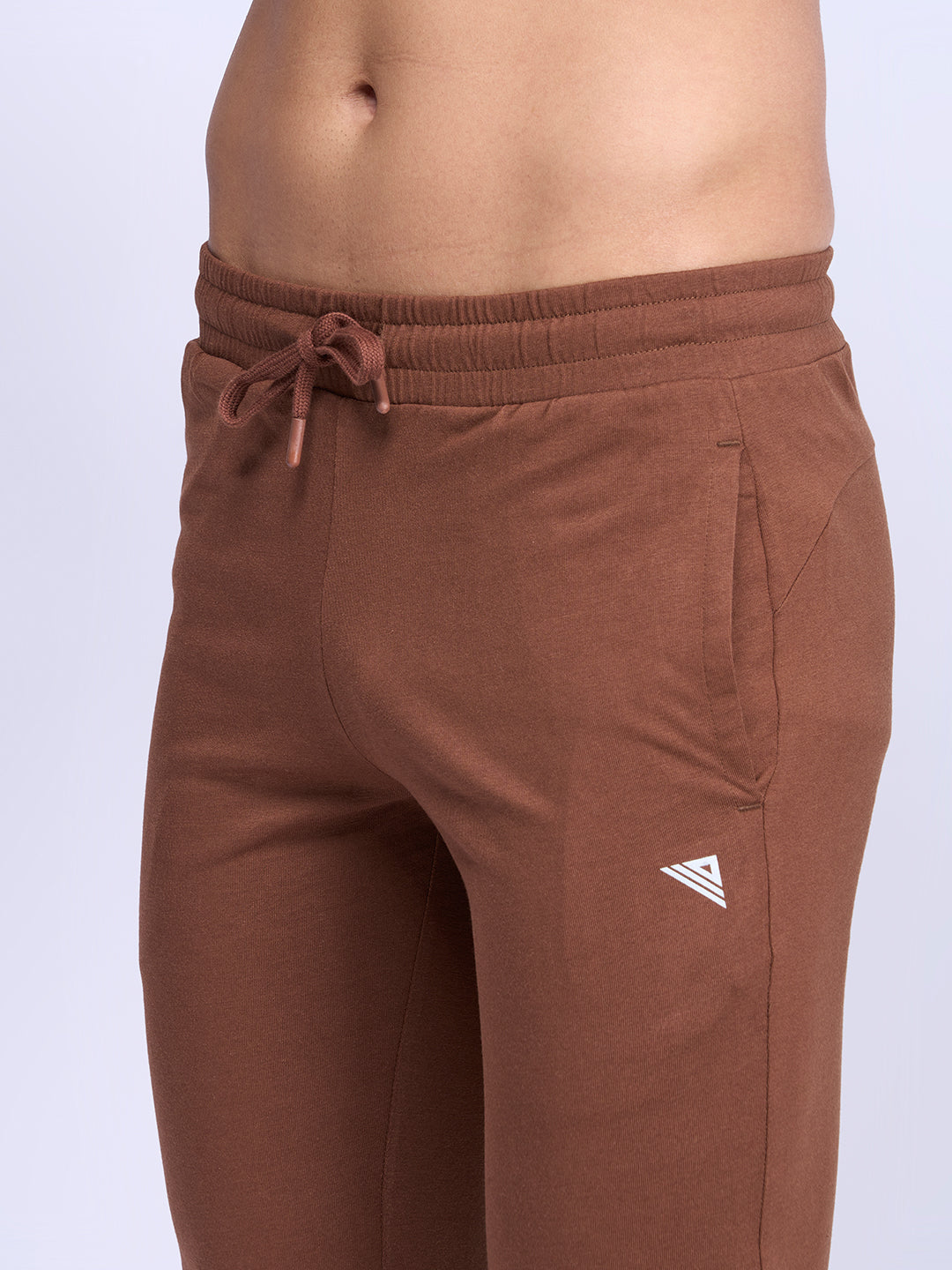 Men Combed Cotton Rich Track Pant with Side Pockets Brown ETK4