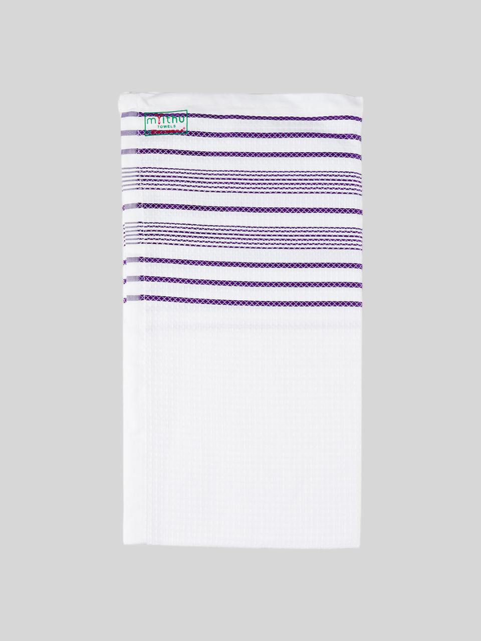 100% Cotton Checked White Bath Towel Blossom - Purple