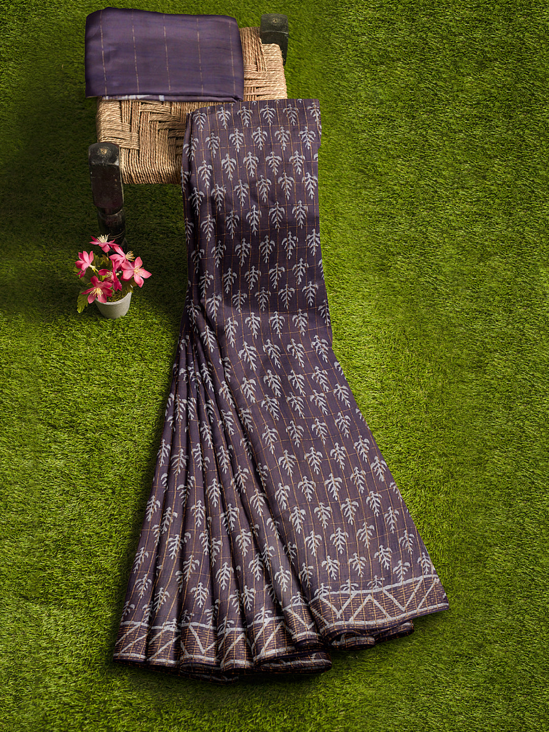 Women Violet Semi Linen Saree SL229