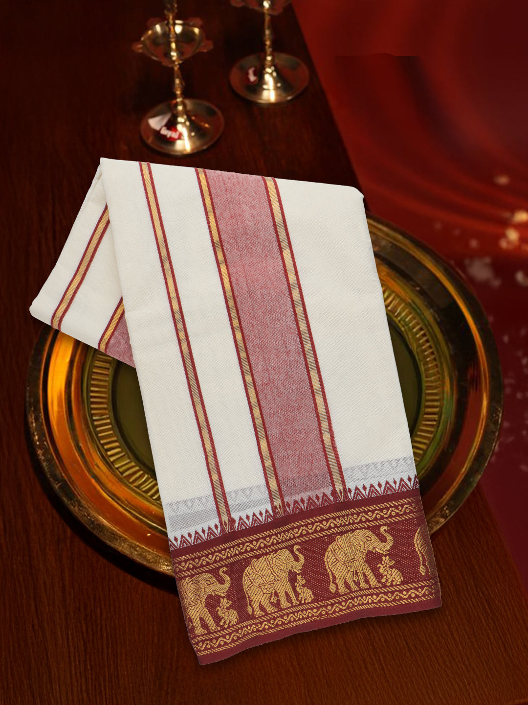 Men Kora Fancy Border Panchakacham Set Kalasam (9+5) K03