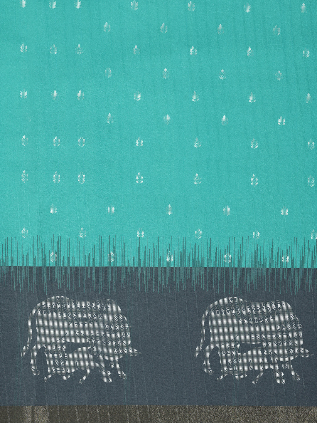 Women Semi Raw Silk Teal Green with Grey Fancy Printed Saree SRS126