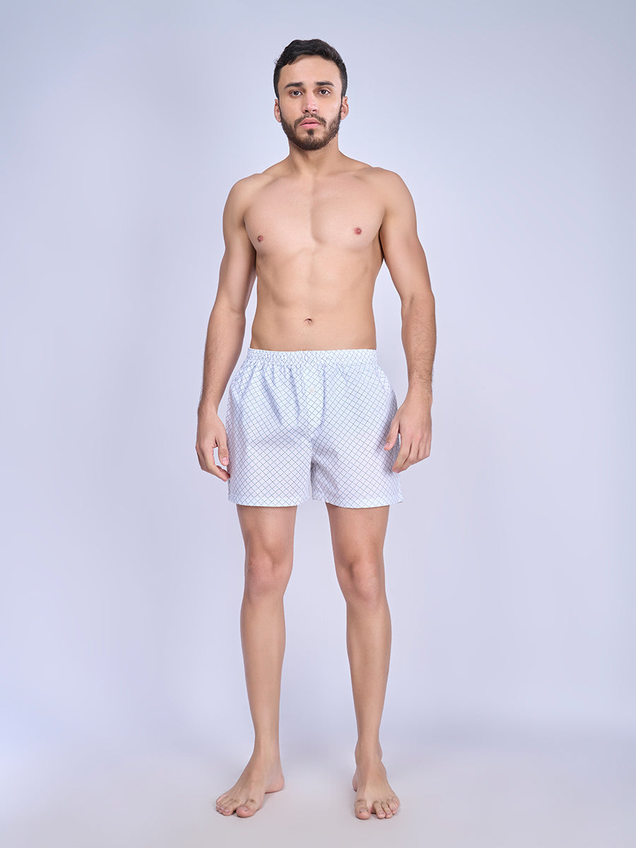 Mens Woven Inner Boxer White Shorts