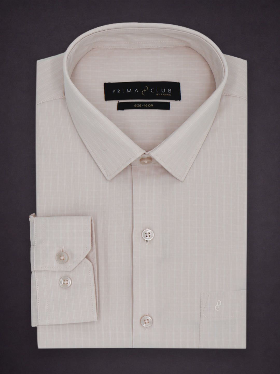 Prima Club Premium Cotton Dobby Peach Pink Checks Regular Fit Shirt SRBP6