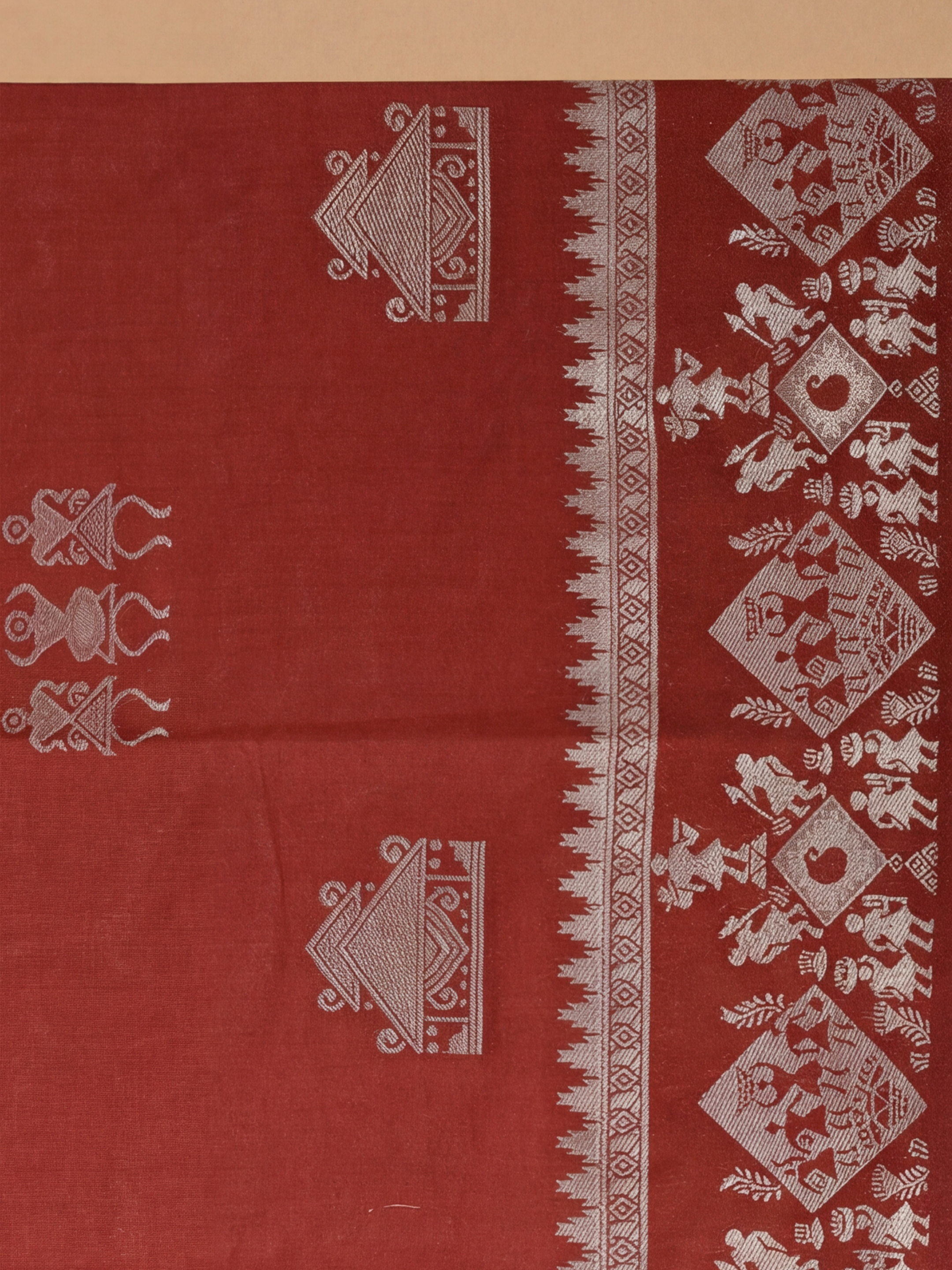 Women Semi Raw Silk Red Saree SRS115