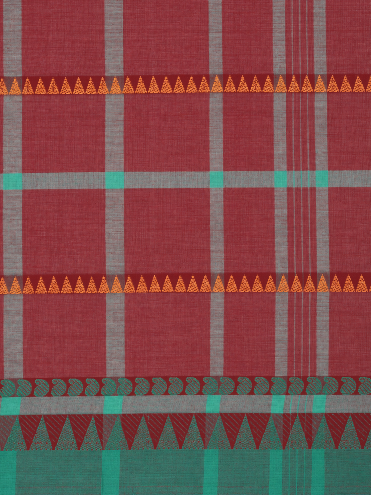Women Chettinad Cotton Maroon with Green Saree CCS16