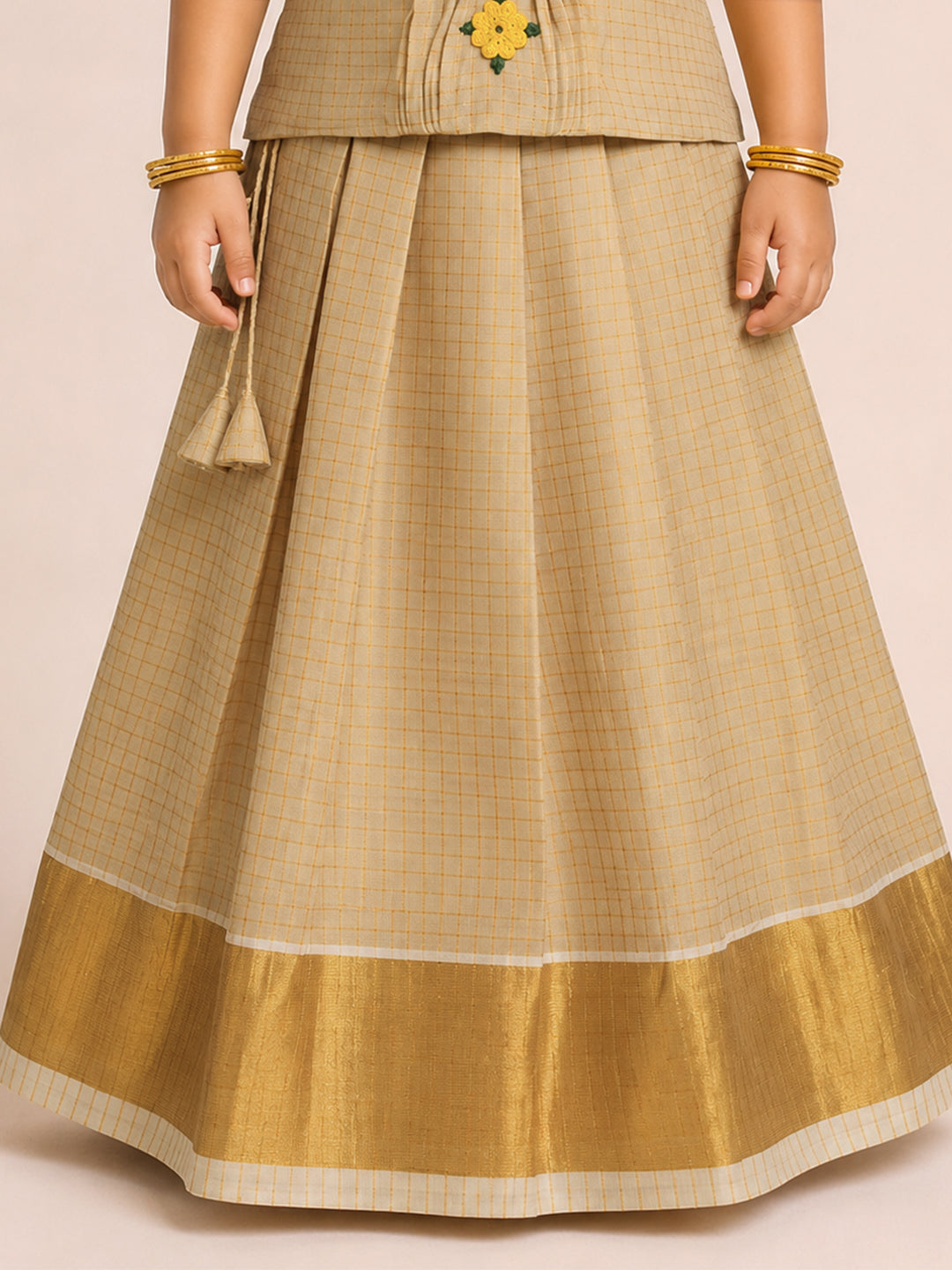 Girls Tissue Gold Pattu Pavadai Set GPS62