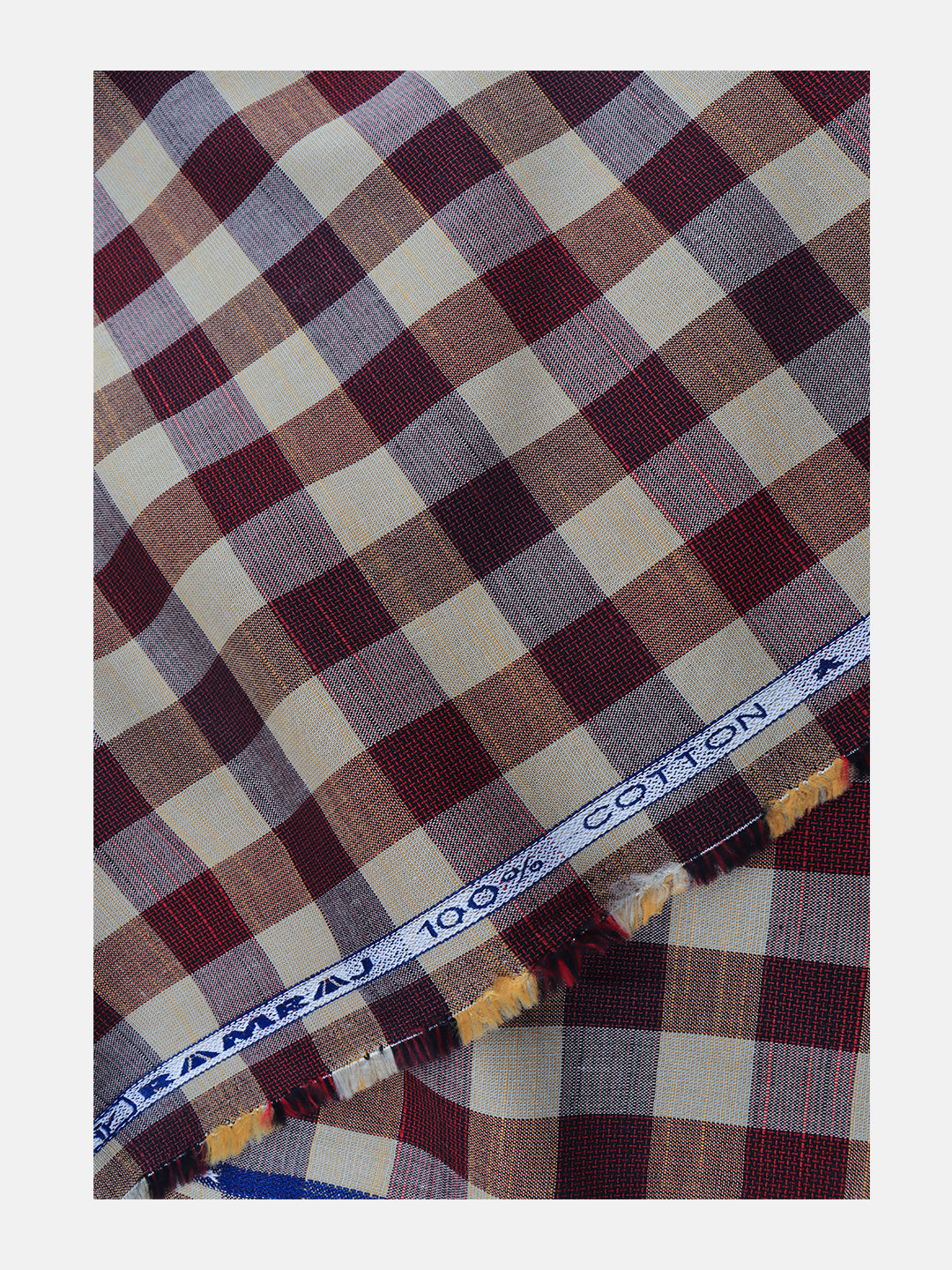 Men 100%Cotton Brown Checked Shirt Fabric Liberty Cotton