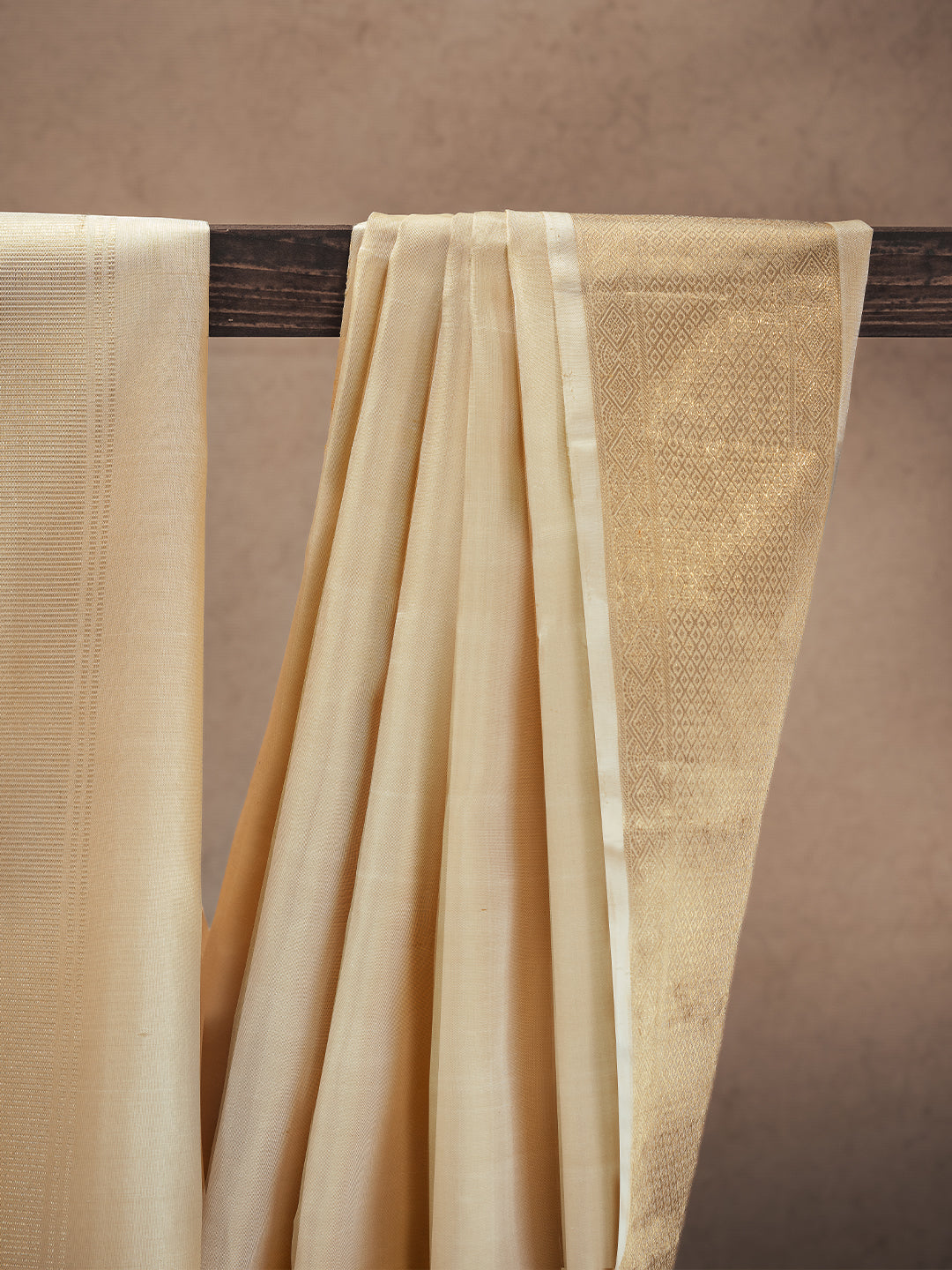 Pure Silk 4" Fawn Wedding Dhoti & Towel Set – Amirtham Plain Dhoti