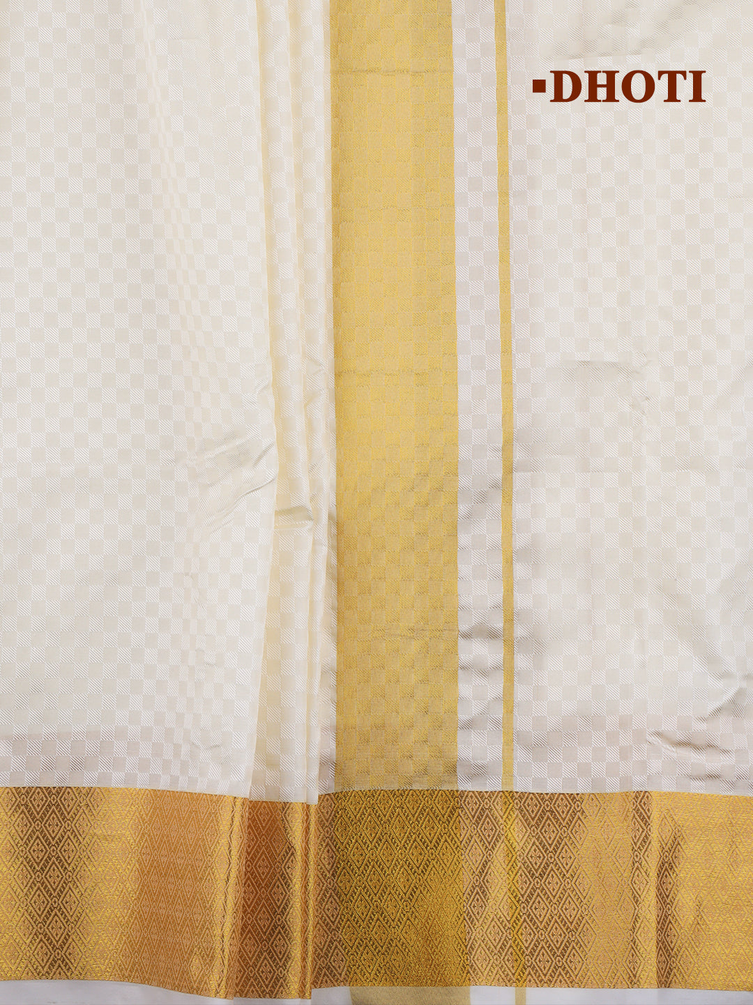 Men Art Silk Gold Jari Dhoti & Shirting Cream Mangalakara Set 140k (2 in 1)