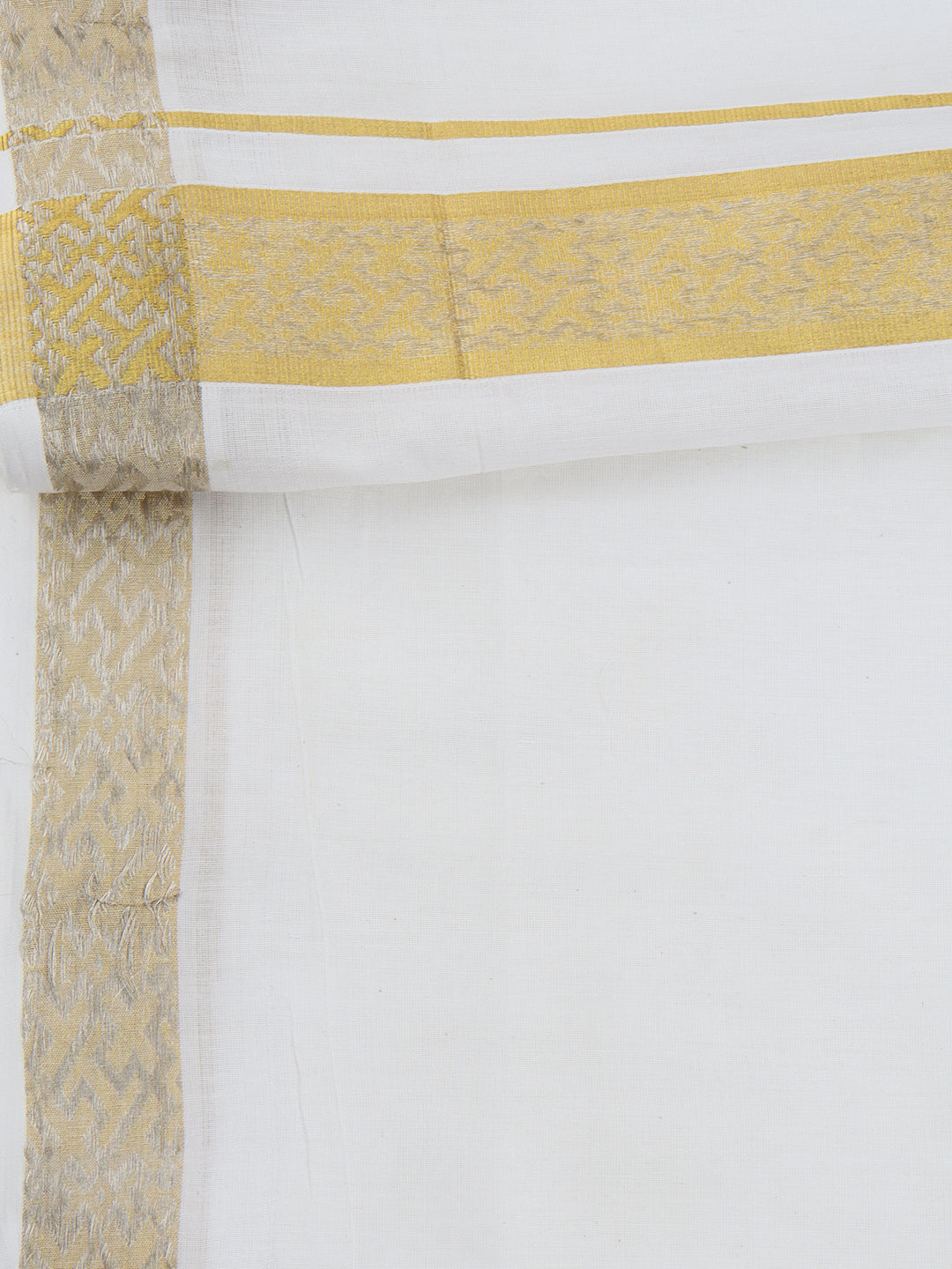 Mens Premium Handloom Dhoti Gold & Silver Jari Border HLM10