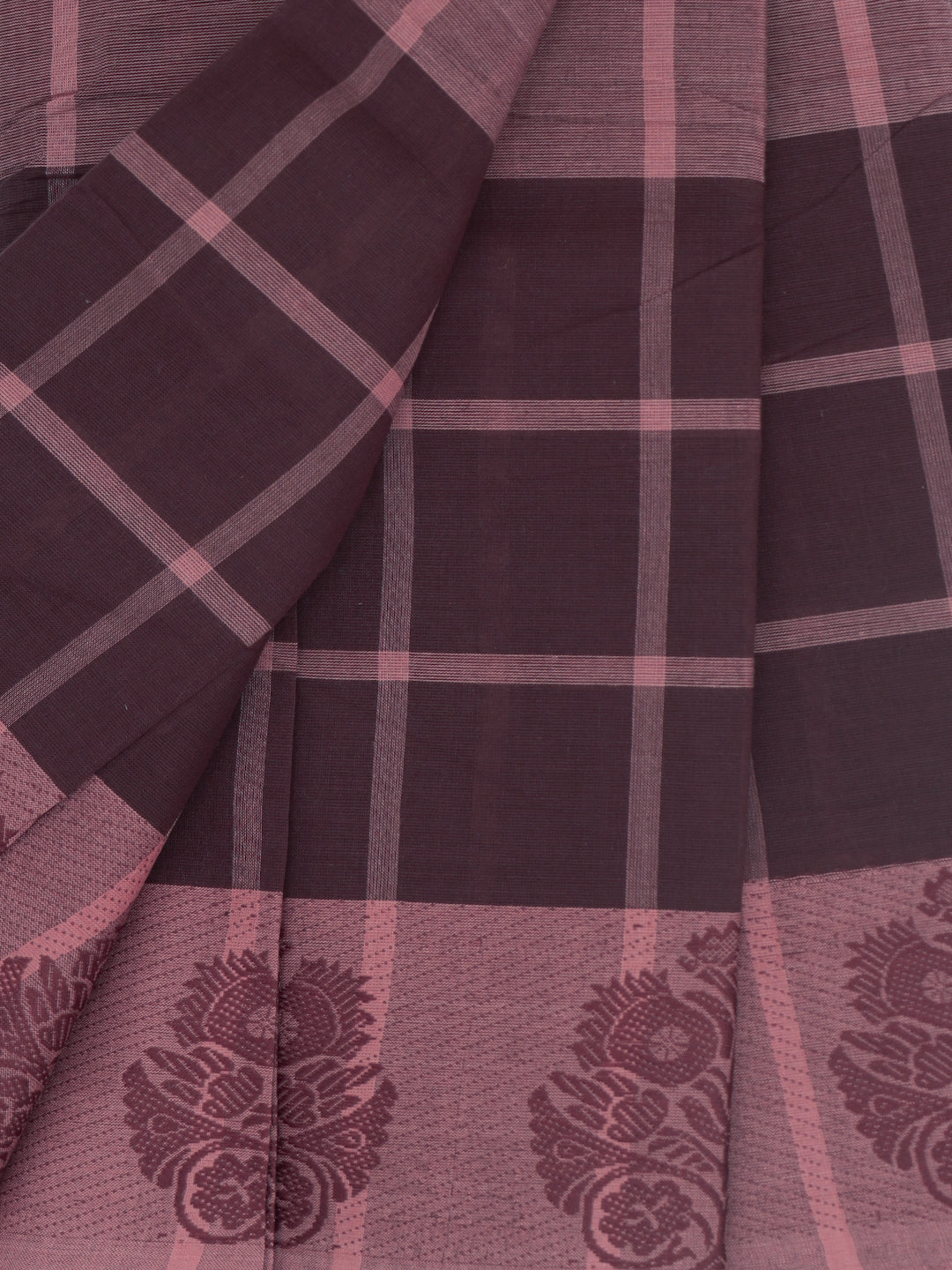 Women Maroon Pure Chettinad Cotton Saree PCS200