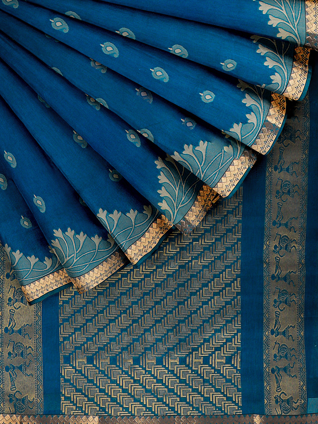 Couple Combo Shirt & Dhoti Set with Saree Blue PCS179