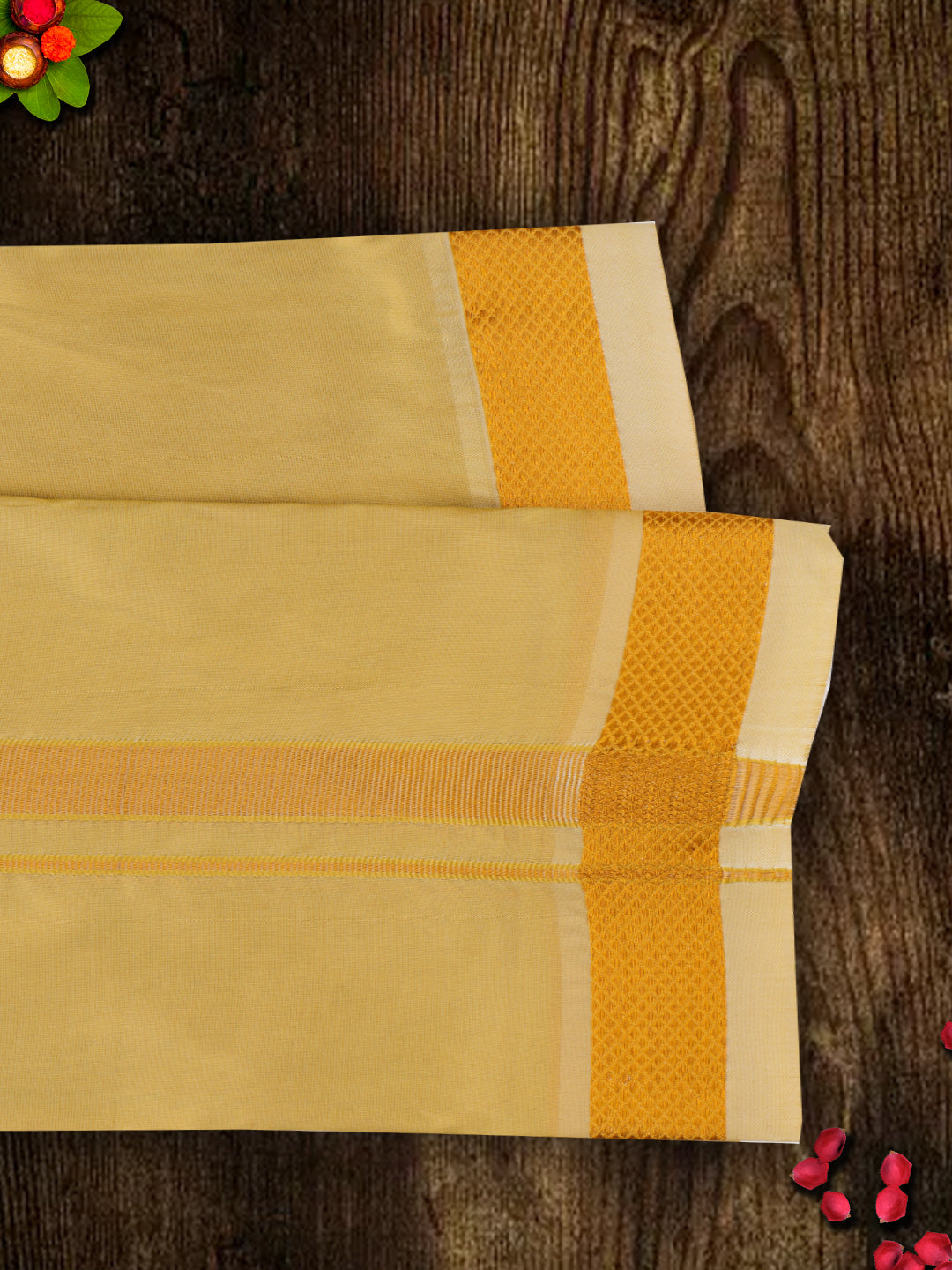 Mens Art Silk Zari Dhoti & Shirting Set Yellow Ashirwath (2 in 1)