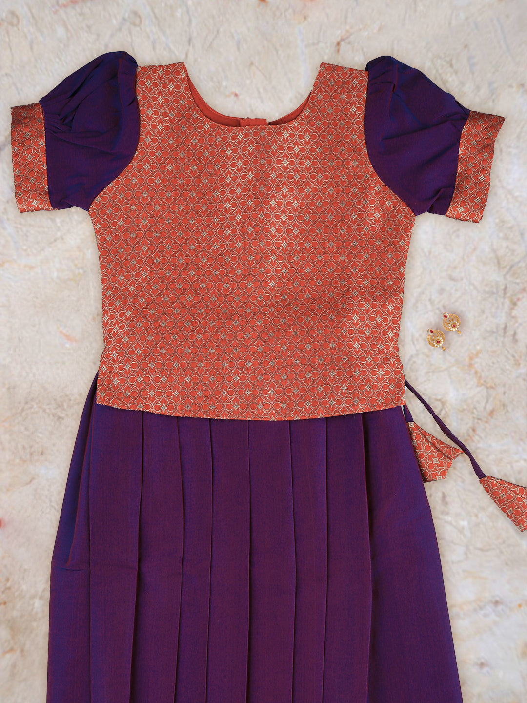 Girls Skirt Set Orange with Purple GPS13