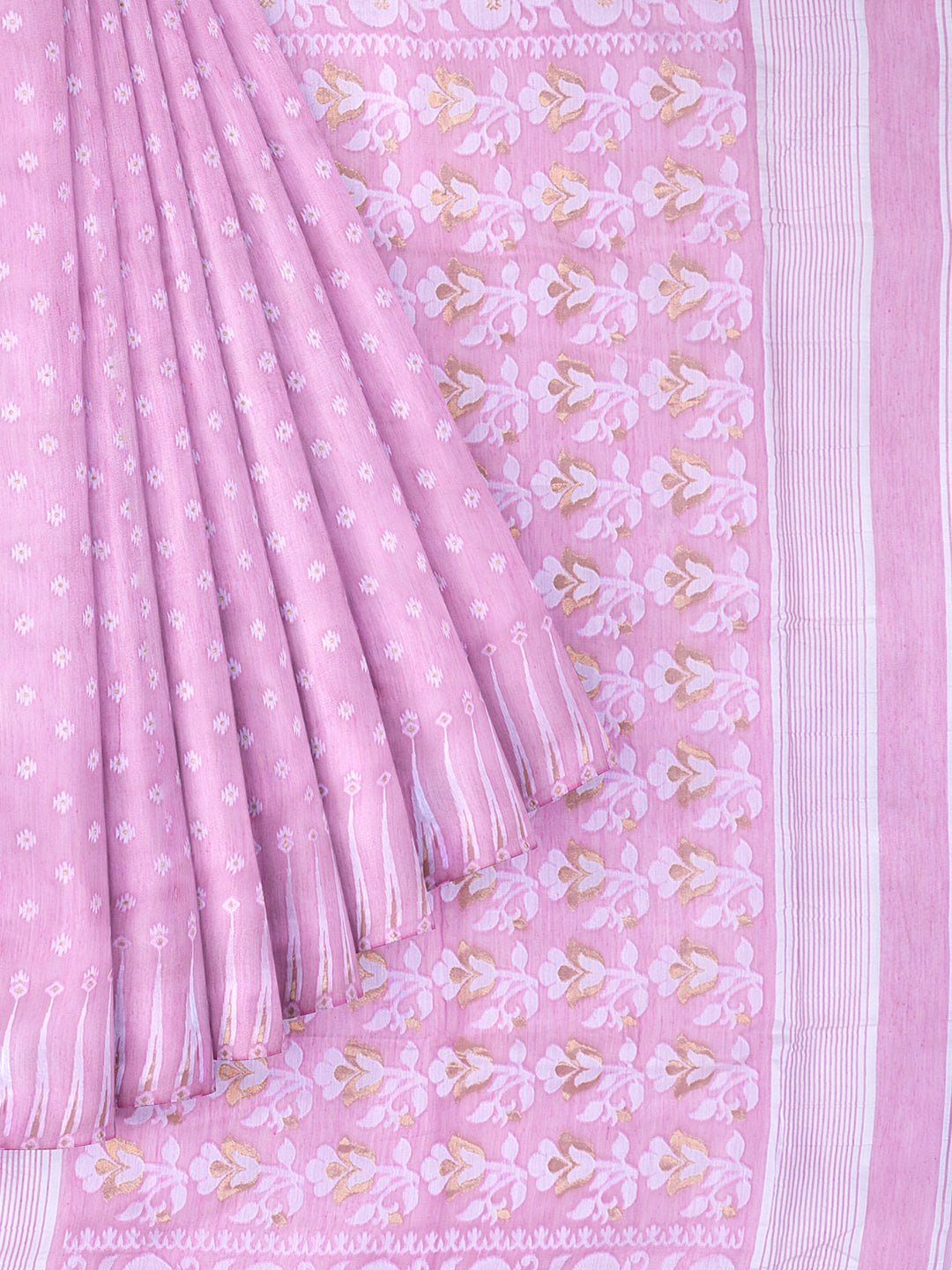 Womens Gorgeous Pink Self Designed Pure Cotton Weaving Saree PCS37