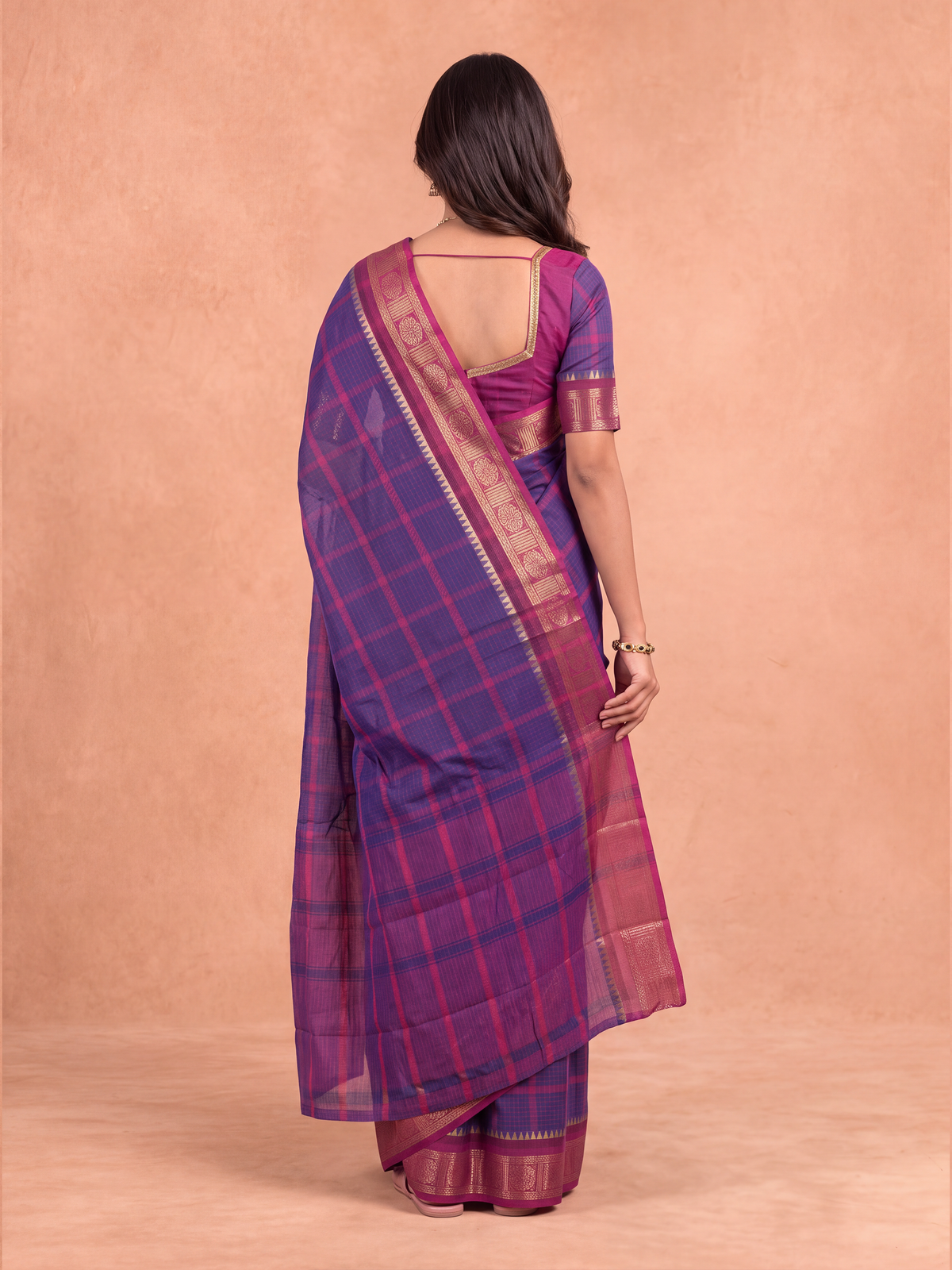 Women Chettinad Cotton Violet Saree CCS15