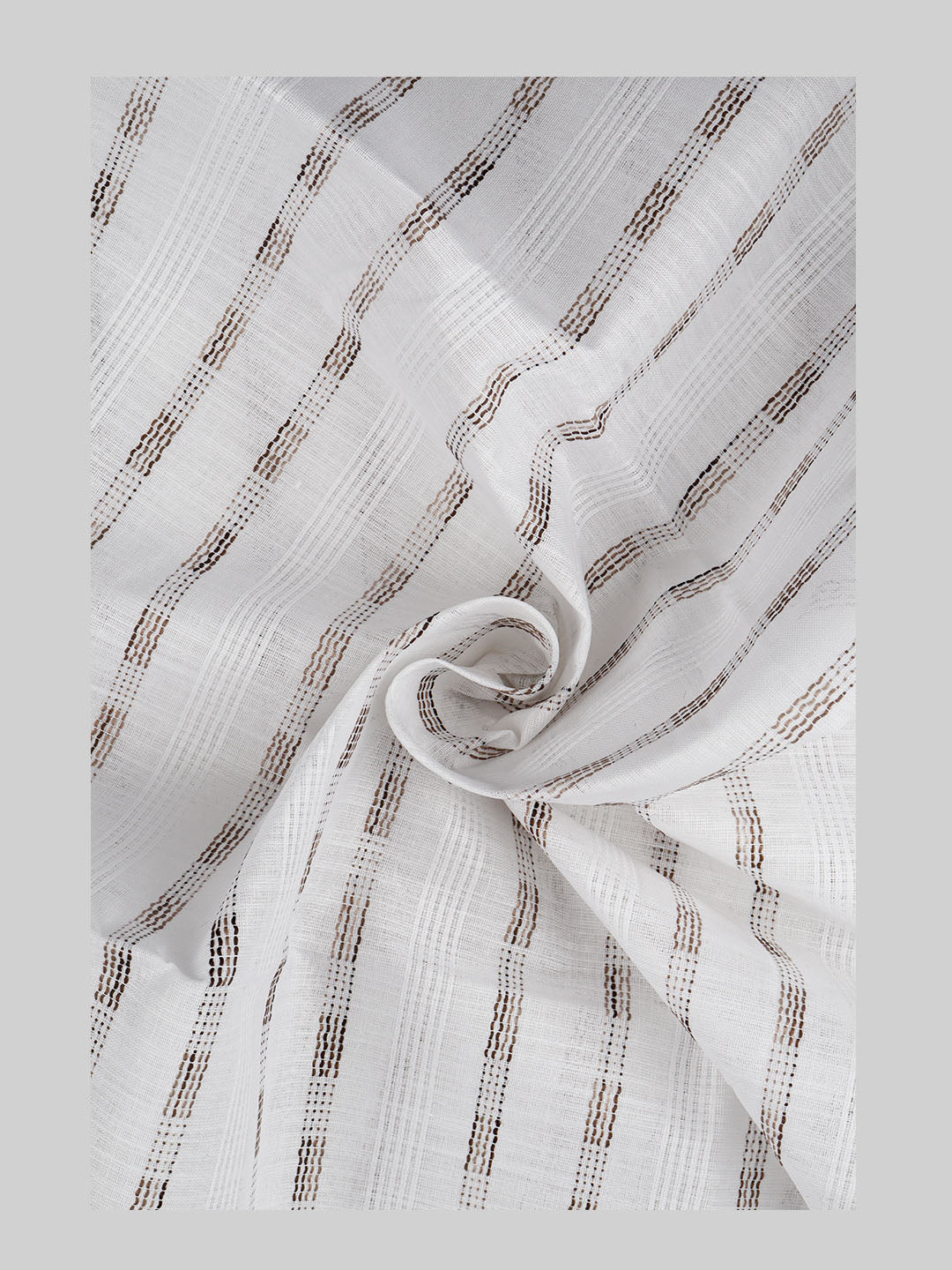 Cotton Blend White & Brown Striped Shirt Fabric Hi-Tech