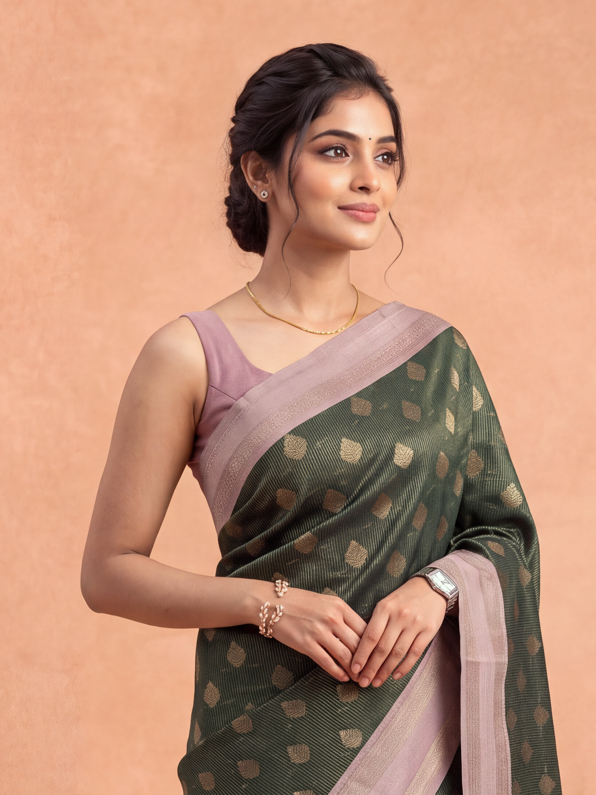 Women Art Silk Dark Green with Lavender Saree ASS156
