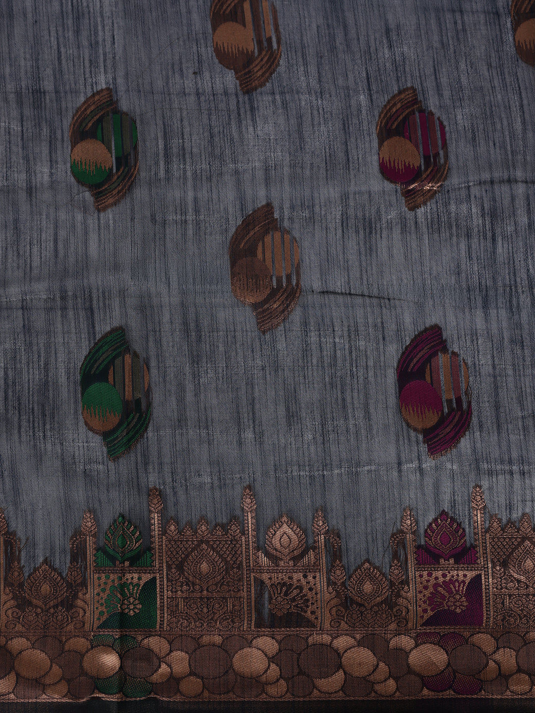 Women Spun Poly Navy Blue Printed Saree SP14