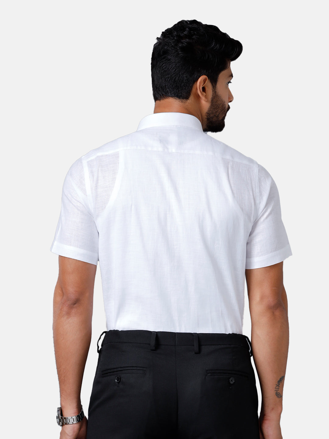 Mens Pure Linen White Shirt Half Sleeves 5100