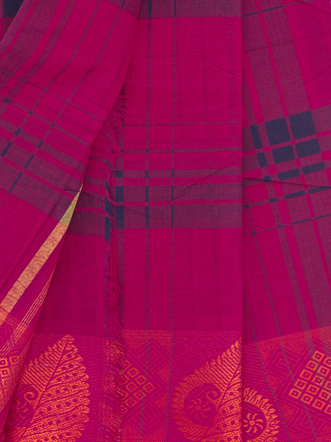 Women Dark Pink Pure Chettinad Cotton Saree PCS201