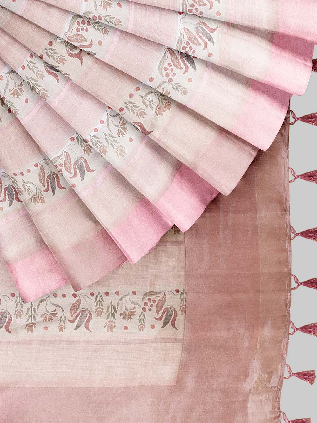 Women Coral Semi Tussar Printed Saree ST283