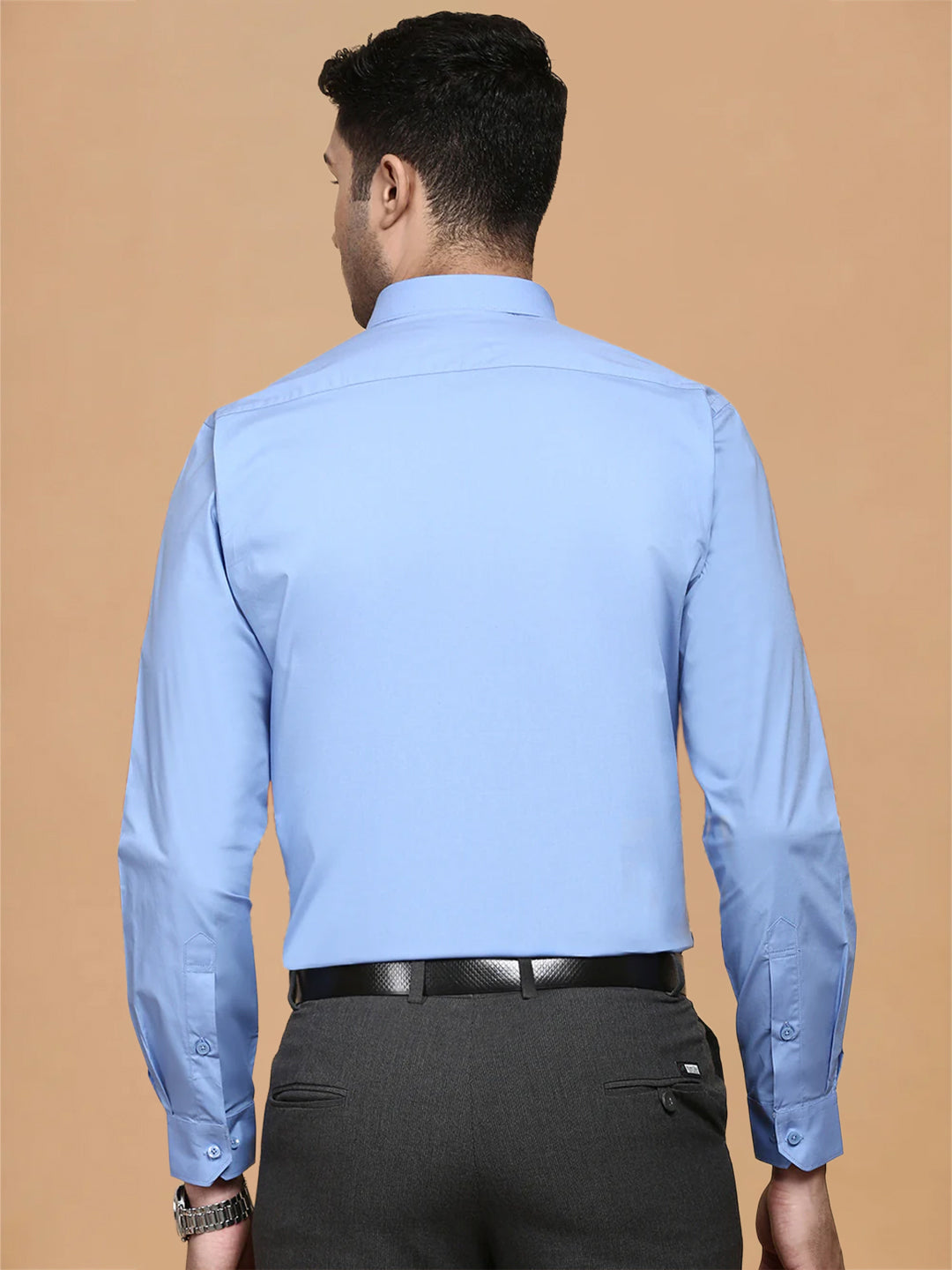 Cotton Spandex Pale Cornflower Blue 2 Way Stretch Smart Fit Shirt LY8