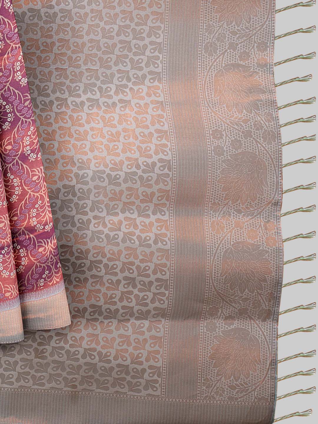 Women Grape with Green Art Silk Printed Saree ASS57