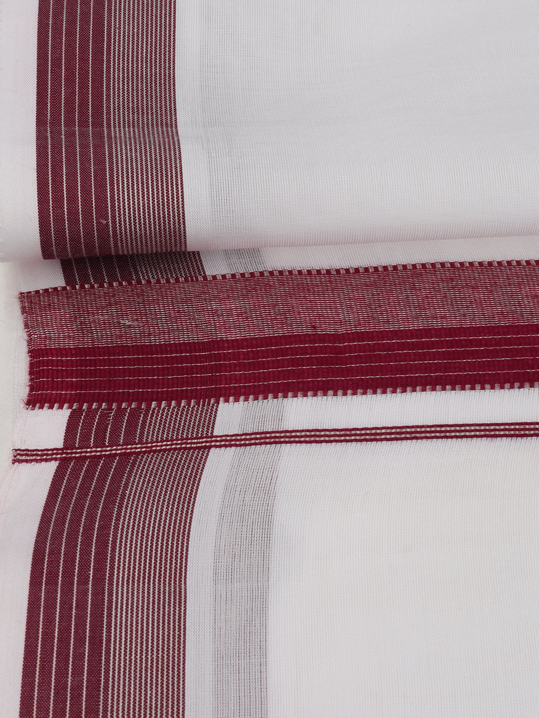 Mens Premium Handloom Dhoti Maroon with Silver Jari Border HLM20